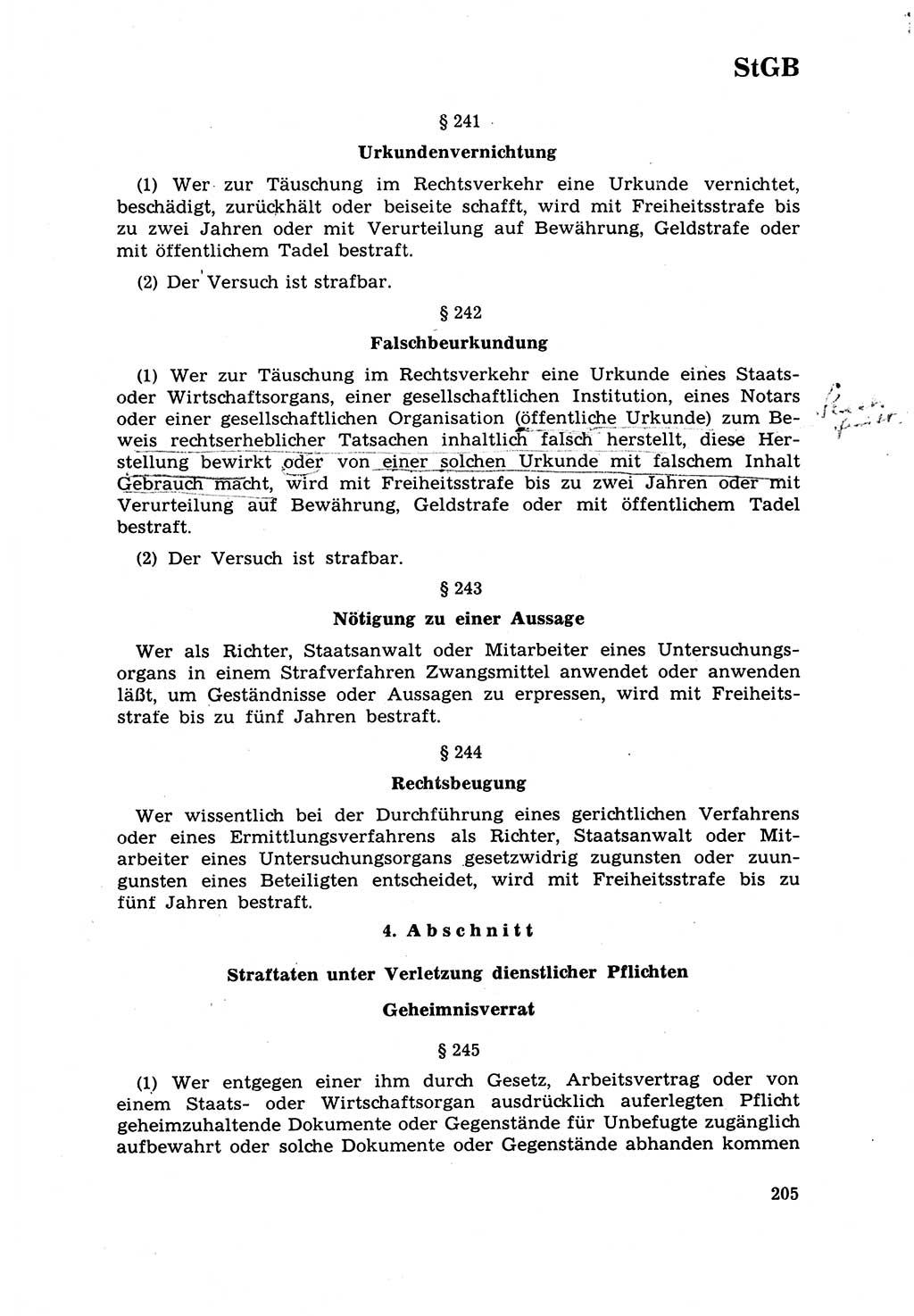 Strafrecht [Deutsche Demokratische Republik (DDR)] 1968, Seite 205 (Strafr. DDR 1968, S. 205)
