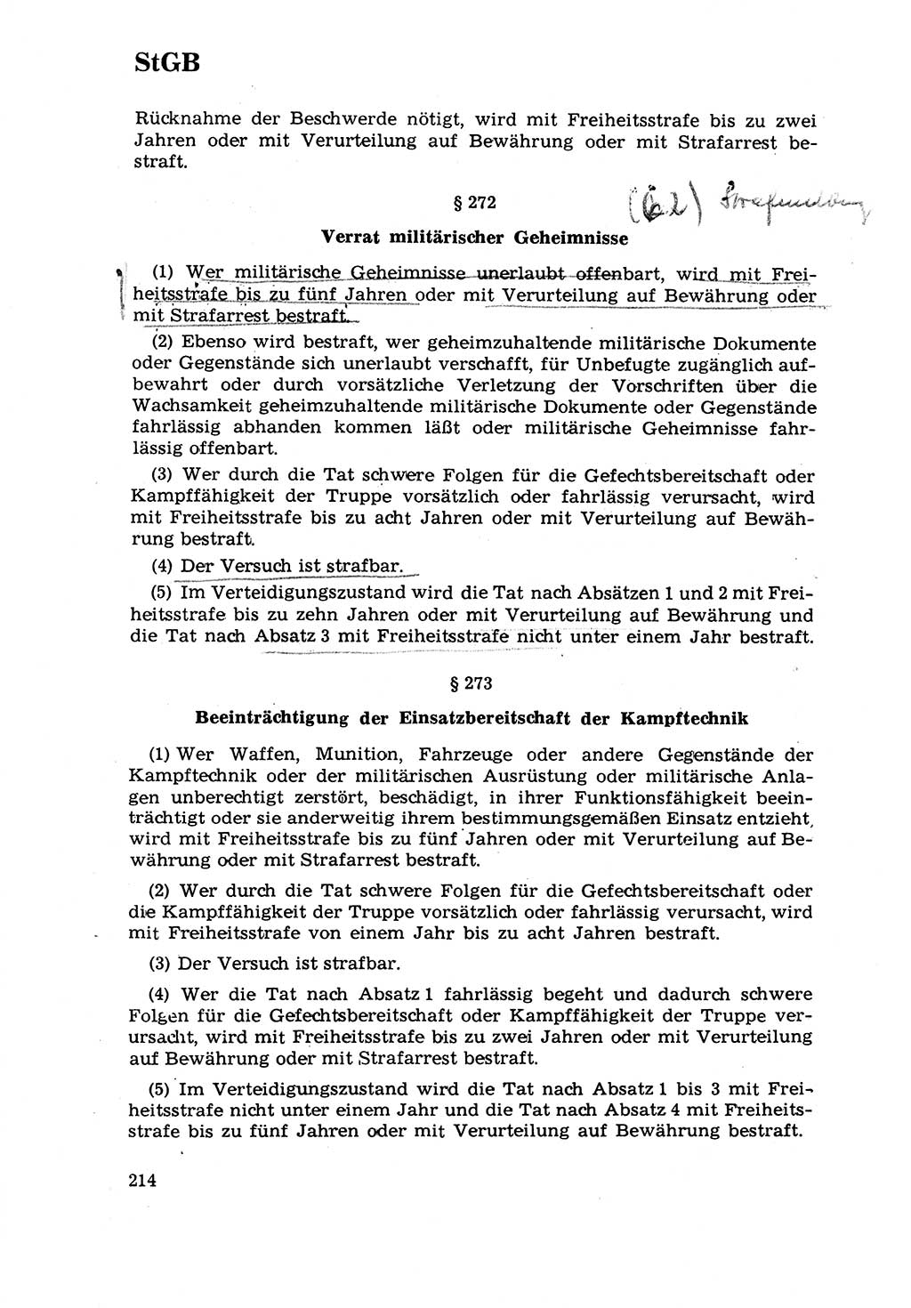 Strafrecht [Deutsche Demokratische Republik (DDR)] 1968, Seite 214 (Strafr. DDR 1968, S. 214)