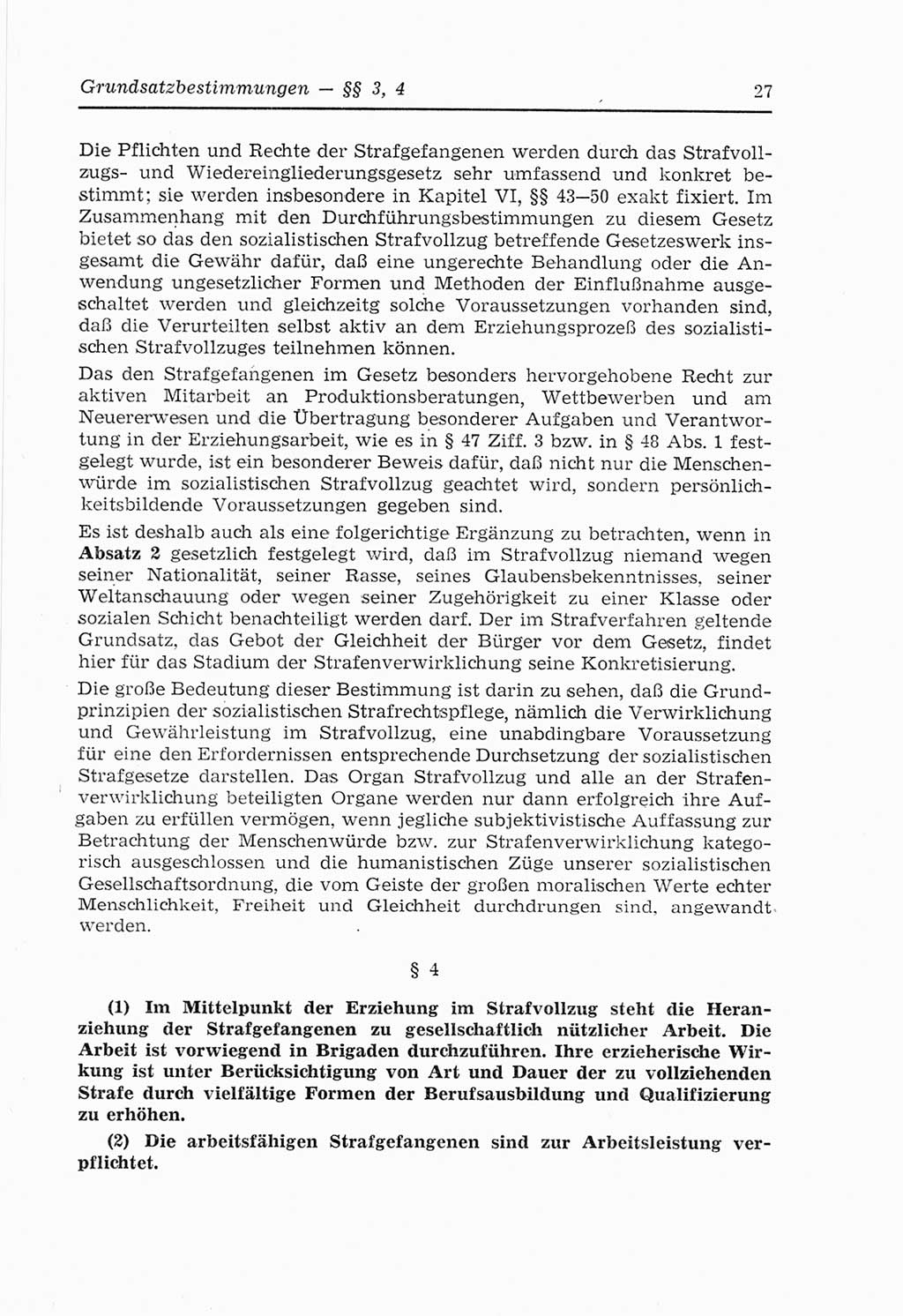 Strafvollzugs- und Wiedereingliederungsgesetz (SVWG) der Deutschen Demokratischen Republik (DDR) 1968, Seite 27 (SVWG DDR 1968, S. 27)