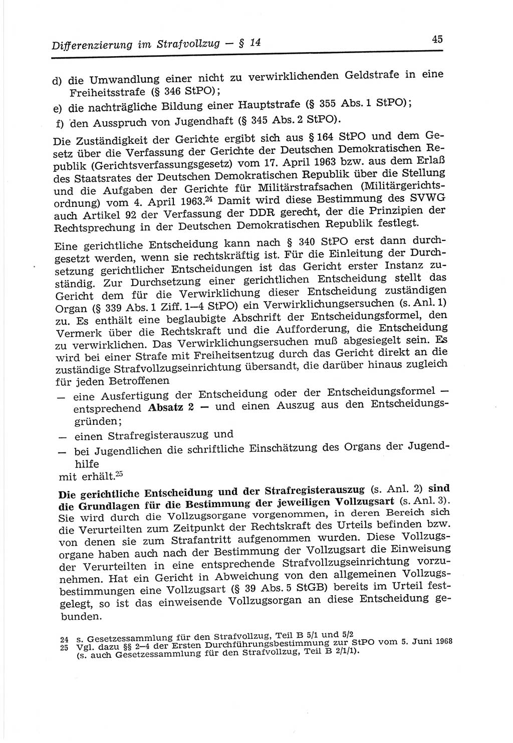 Strafvollzugs- und Wiedereingliederungsgesetz (SVWG) der Deutschen Demokratischen Republik (DDR) 1968, Seite 45 (SVWG DDR 1968, S. 45)
