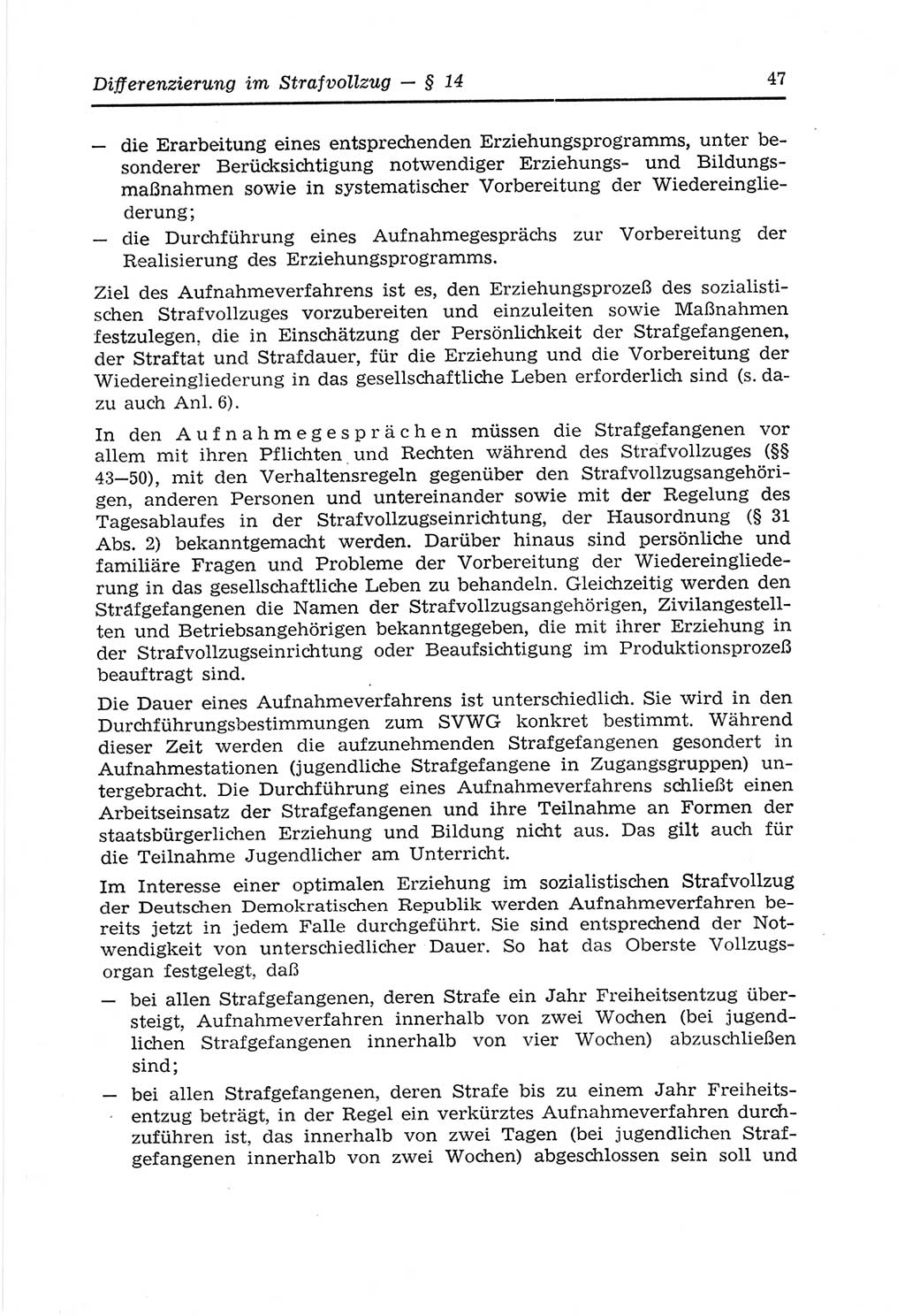 Strafvollzugs- und Wiedereingliederungsgesetz (SVWG) der Deutschen Demokratischen Republik (DDR) 1968, Seite 47 (SVWG DDR 1968, S. 47)