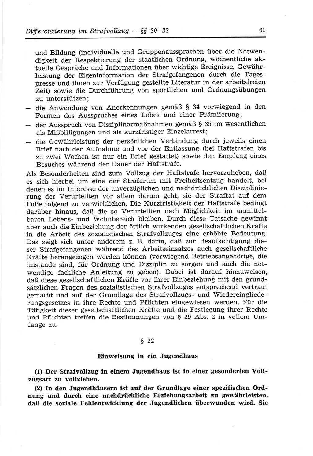Strafvollzugs- und Wiedereingliederungsgesetz (SVWG) der Deutschen Demokratischen Republik (DDR) 1968, Seite 61 (SVWG DDR 1968, S. 61)
