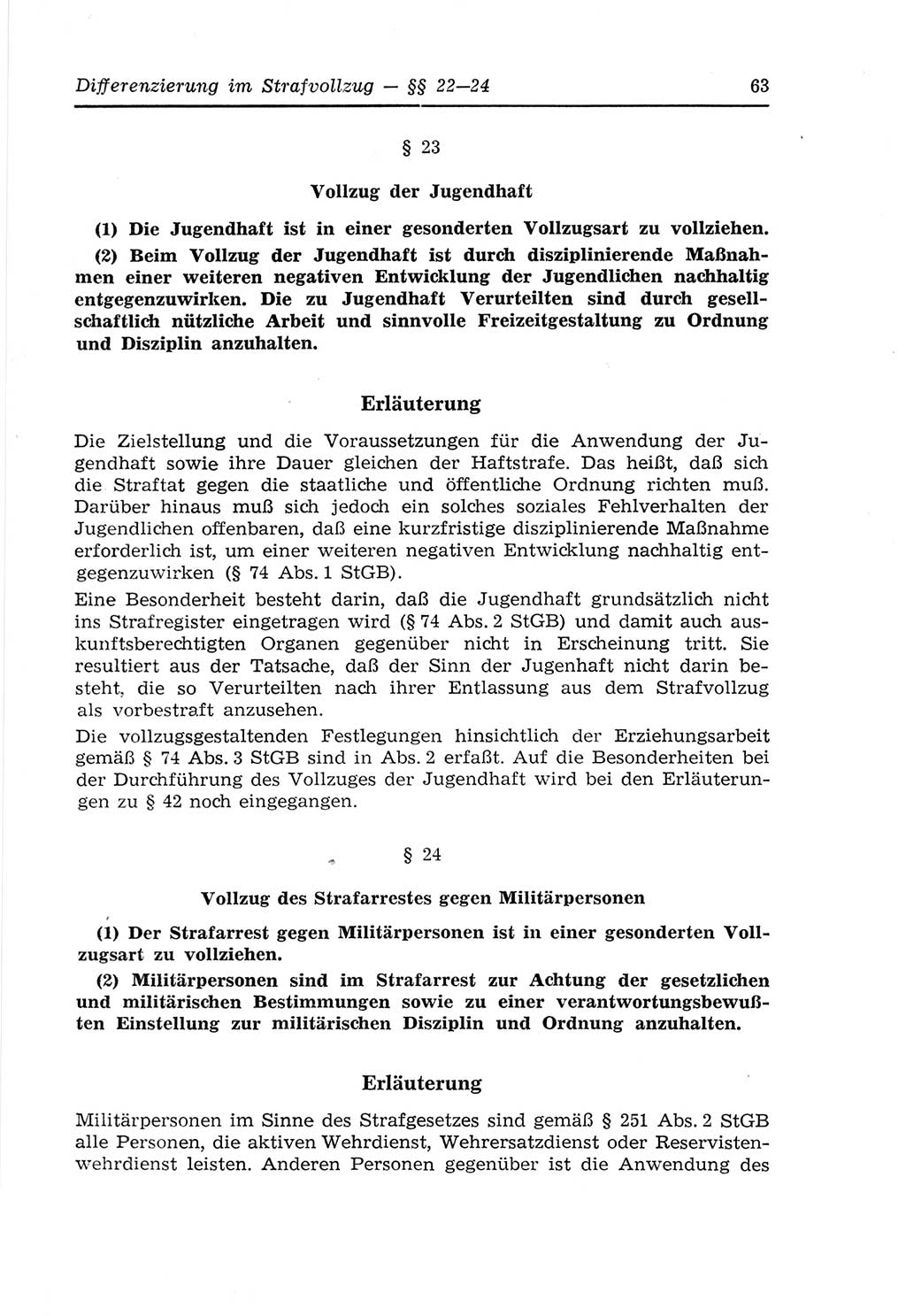 Strafvollzugs- und Wiedereingliederungsgesetz (SVWG) der Deutschen Demokratischen Republik (DDR) 1968, Seite 63 (SVWG DDR 1968, S. 63)