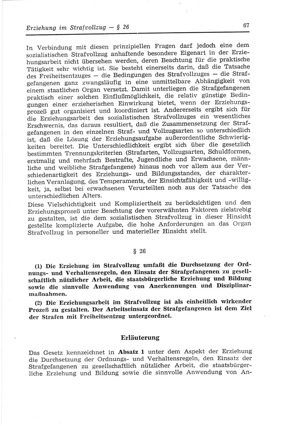 Strafvollzugs- und Wiedereingliederungsgesetz (SVWG) der Deutschen Demokratischen Republik (DDR) 1968, Seite 67 (SVWG DDR 1968, S. 67)