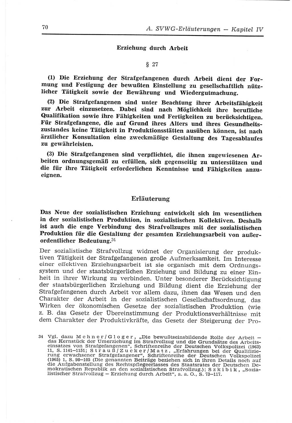 Strafvollzugs- und Wiedereingliederungsgesetz (SVWG) der Deutschen Demokratischen Republik (DDR) 1968, Seite 70 (SVWG DDR 1968, S. 70)