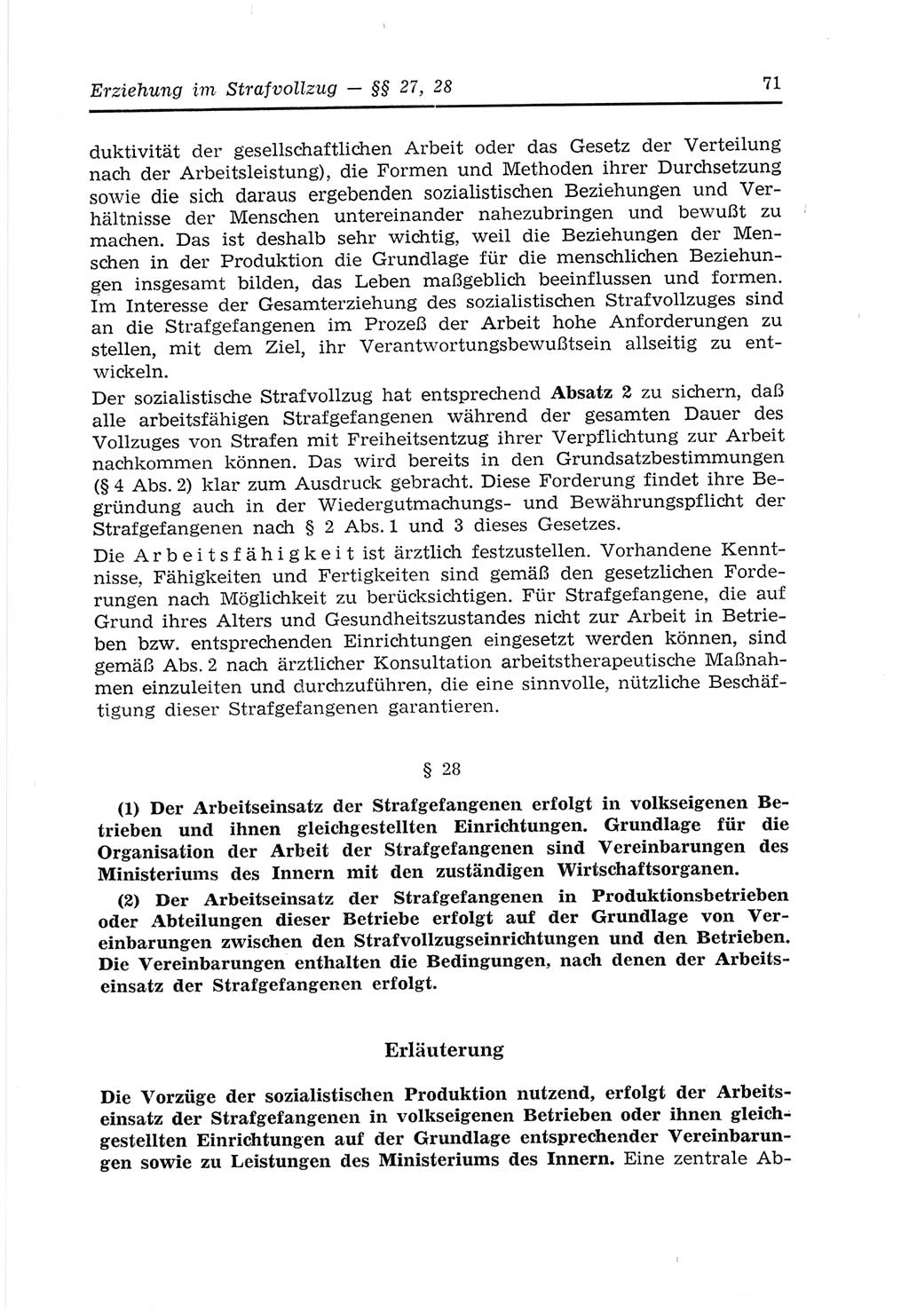 Strafvollzugs- und Wiedereingliederungsgesetz (SVWG) der Deutschen Demokratischen Republik (DDR) 1968, Seite 71 (SVWG DDR 1968, S. 71)