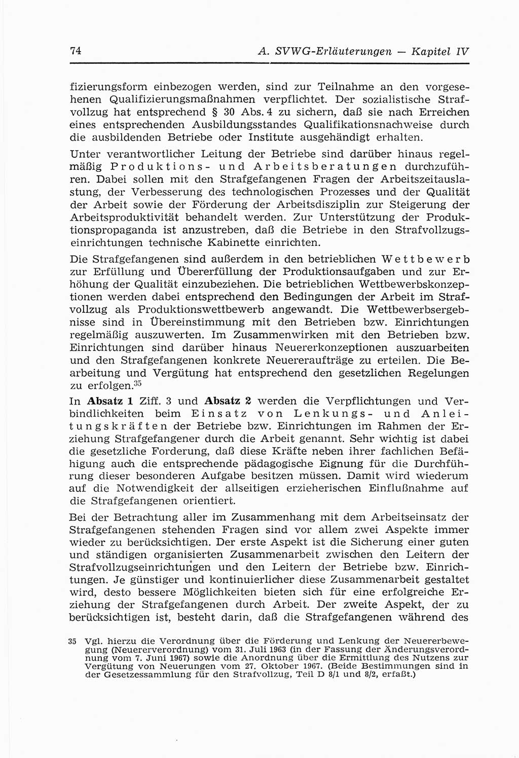 Strafvollzugs- und Wiedereingliederungsgesetz (SVWG) der Deutschen Demokratischen Republik (DDR) 1968, Seite 74 (SVWG DDR 1968, S. 74)