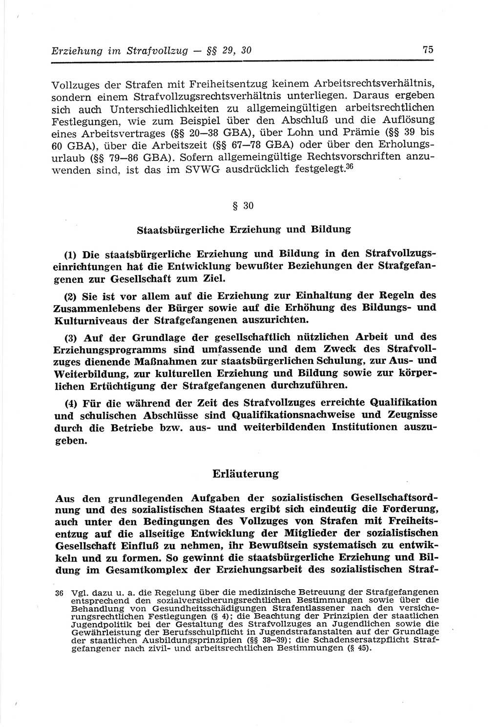 Strafvollzugs- und Wiedereingliederungsgesetz (SVWG) der Deutschen Demokratischen Republik (DDR) 1968, Seite 75 (SVWG DDR 1968, S. 75)