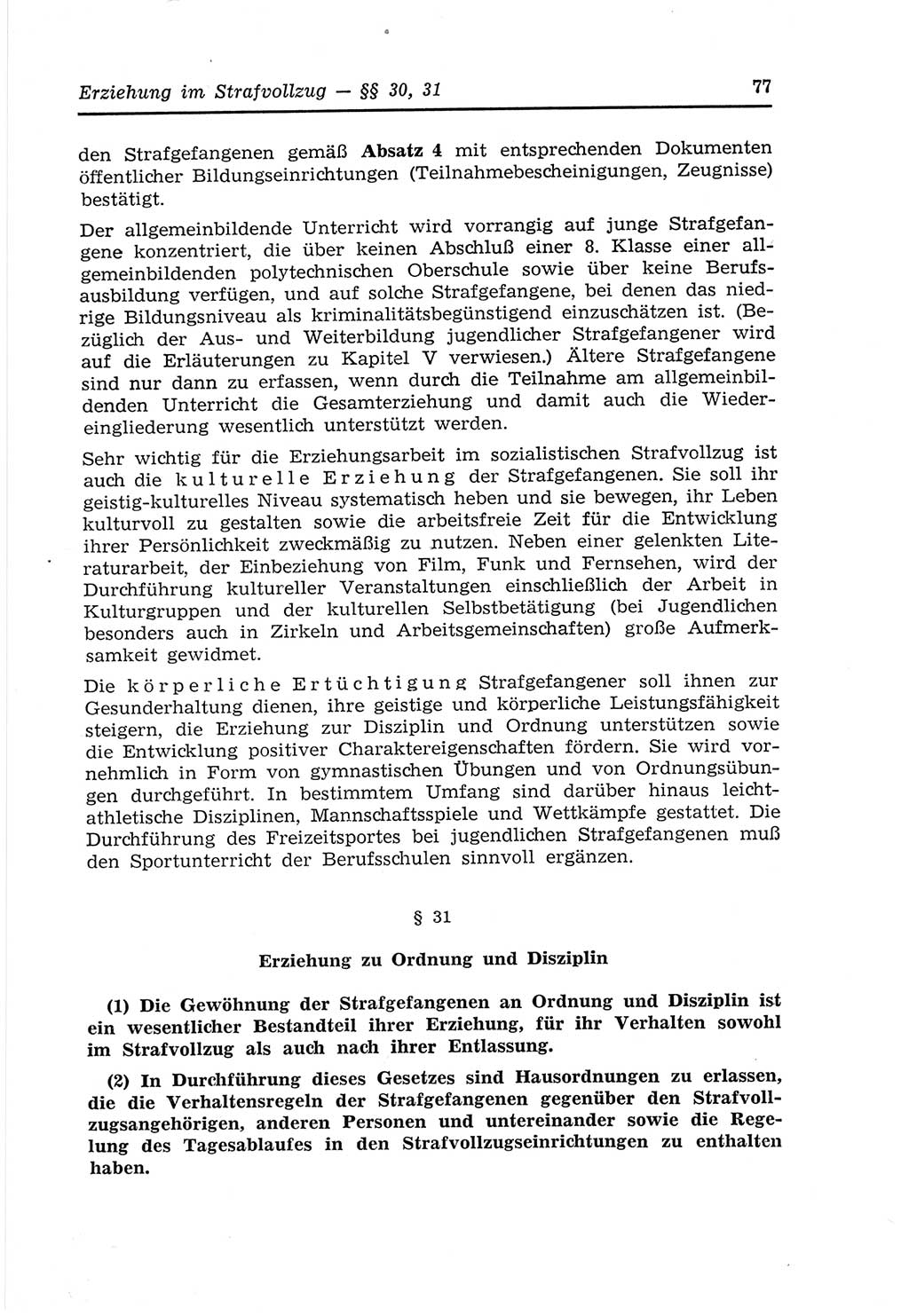 Strafvollzugs- und Wiedereingliederungsgesetz (SVWG) der Deutschen Demokratischen Republik (DDR) 1968, Seite 77 (SVWG DDR 1968, S. 77)