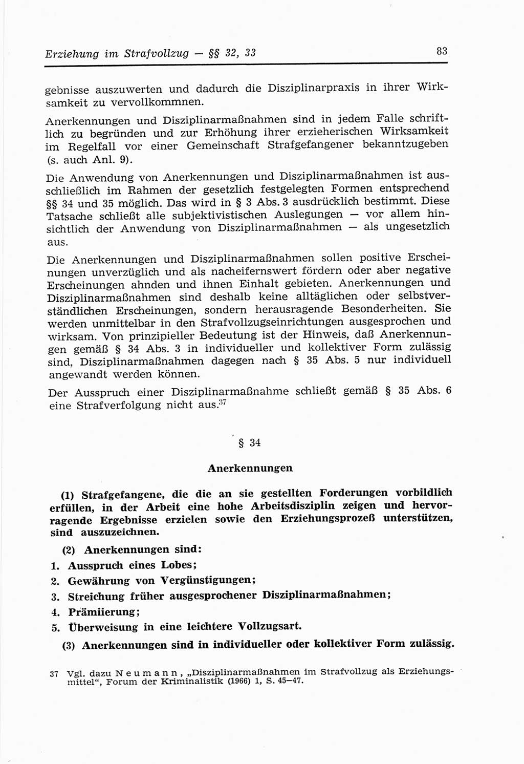 Strafvollzugs- und Wiedereingliederungsgesetz (SVWG) der Deutschen Demokratischen Republik (DDR) 1968, Seite 83 (SVWG DDR 1968, S. 83)