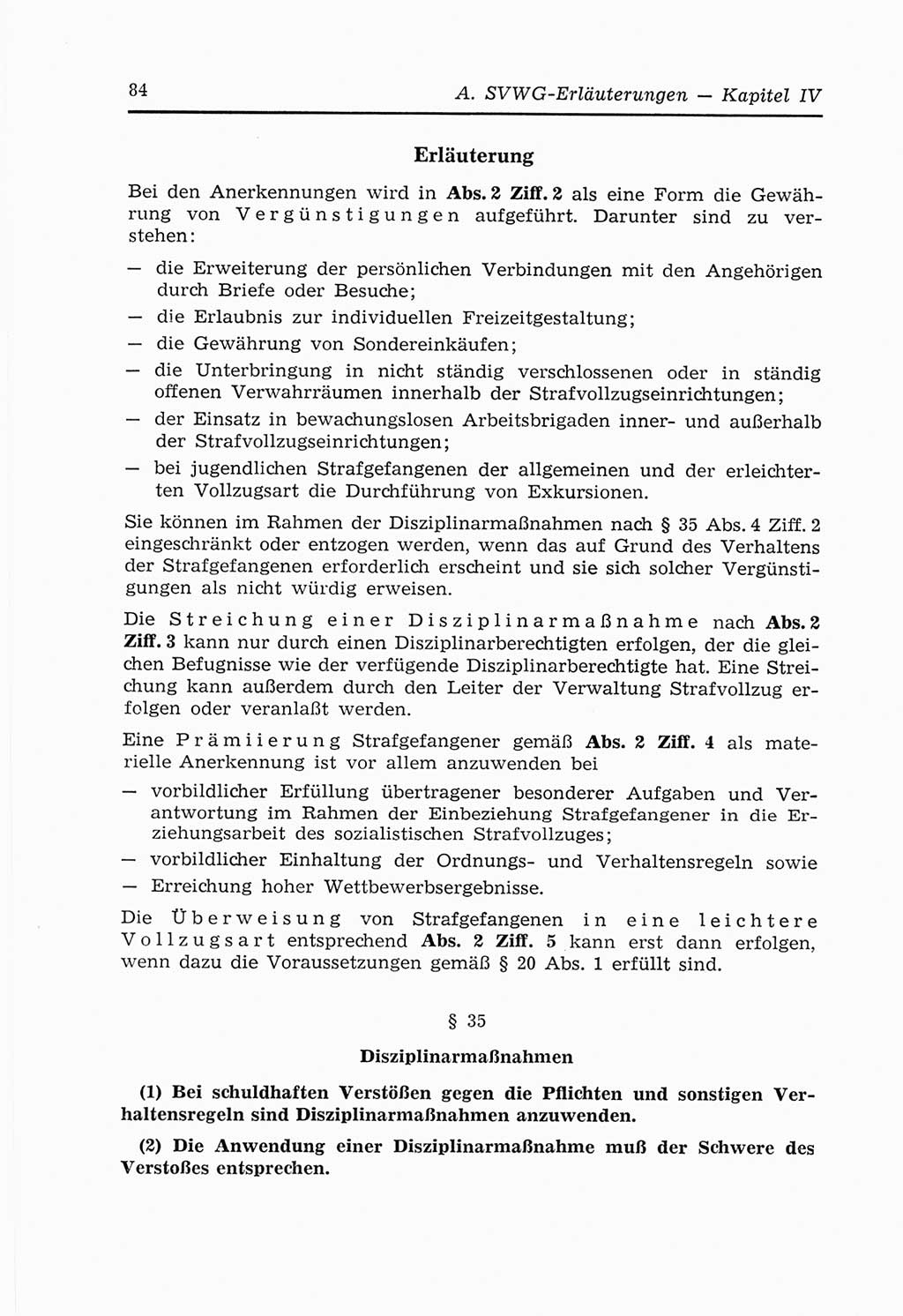 Strafvollzugs- und Wiedereingliederungsgesetz (SVWG) der Deutschen Demokratischen Republik (DDR) 1968, Seite 84 (SVWG DDR 1968, S. 84)
