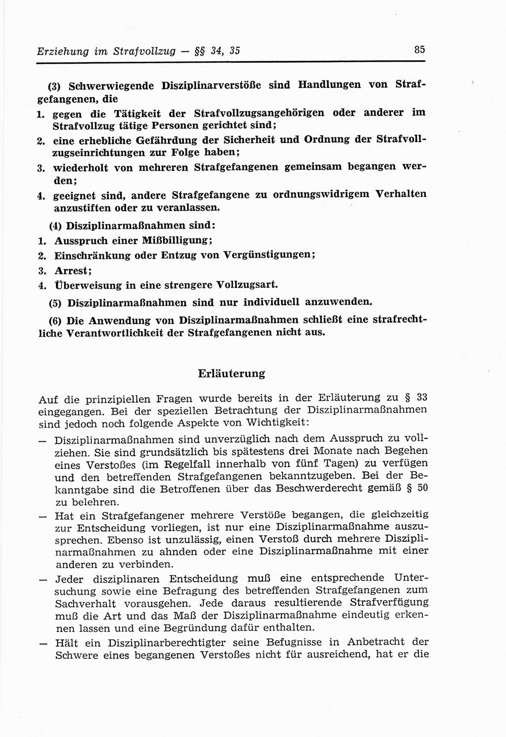 Strafvollzugs- und Wiedereingliederungsgesetz (SVWG) der Deutschen Demokratischen Republik (DDR) 1968, Seite 85 (SVWG DDR 1968, S. 85)
