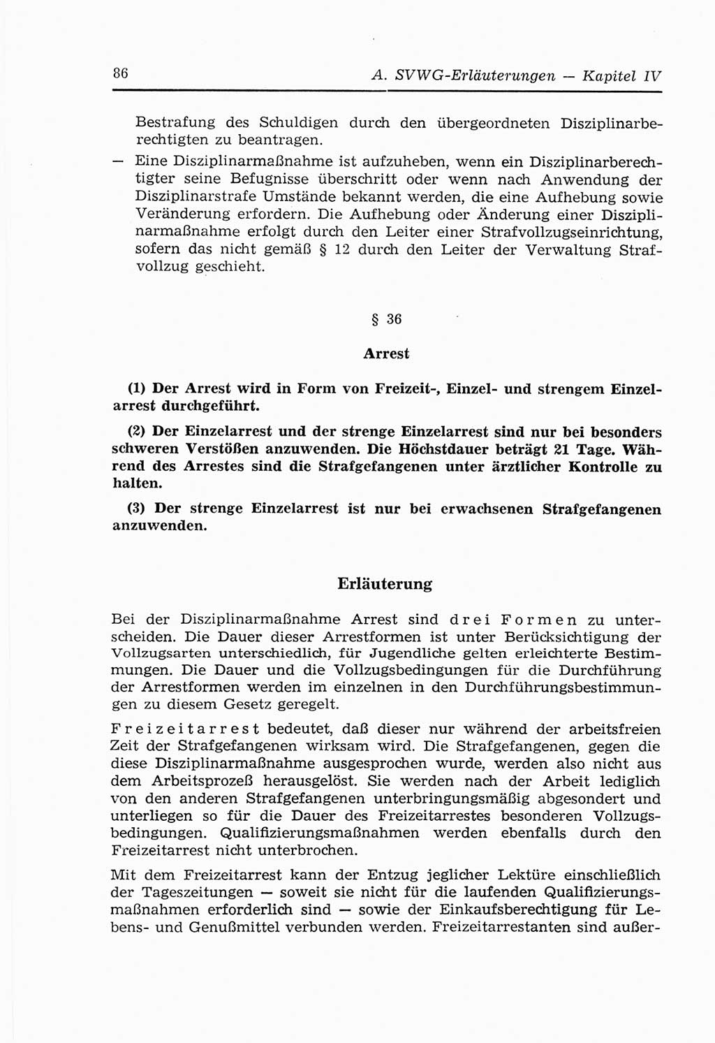 Strafvollzugs- und Wiedereingliederungsgesetz (SVWG) der Deutschen Demokratischen Republik (DDR) 1968, Seite 86 (SVWG DDR 1968, S. 86)