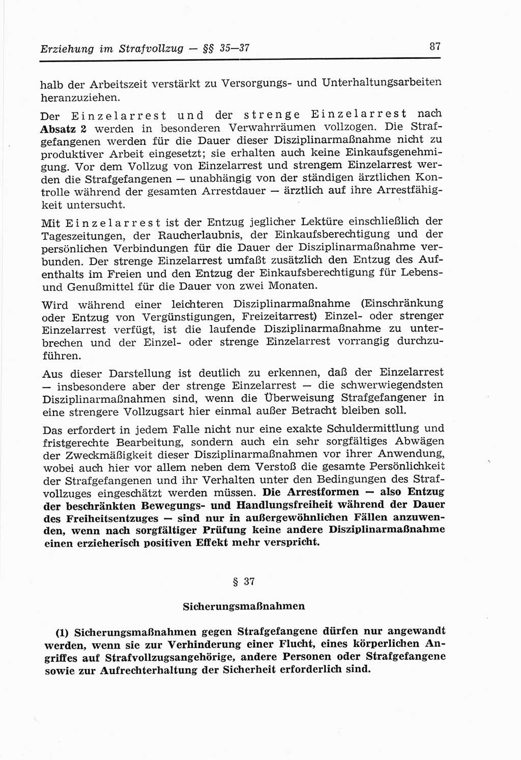 Strafvollzugs- und Wiedereingliederungsgesetz (SVWG) der Deutschen Demokratischen Republik (DDR) 1968, Seite 87 (SVWG DDR 1968, S. 87)