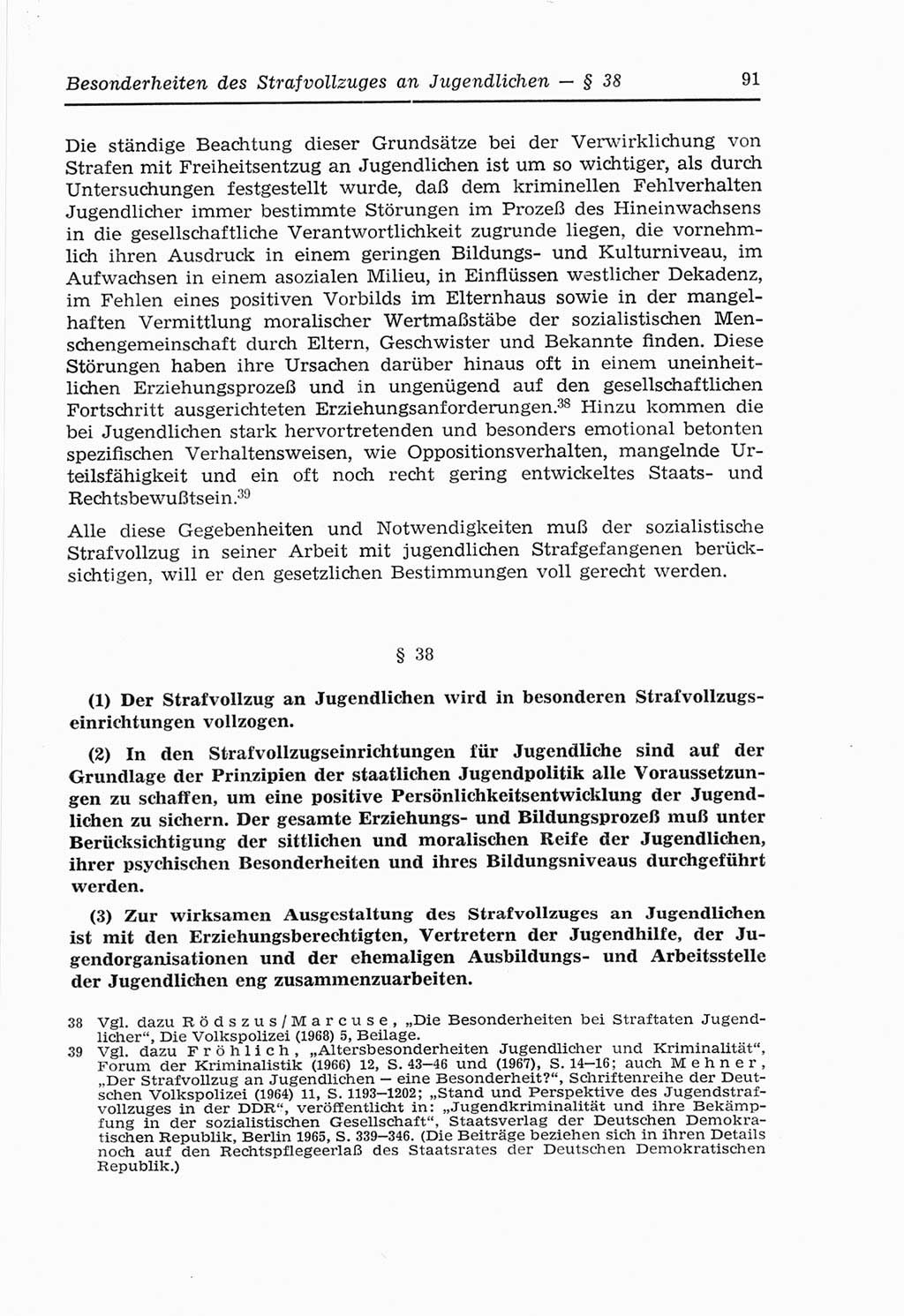 Strafvollzugs- und Wiedereingliederungsgesetz (SVWG) der Deutschen Demokratischen Republik (DDR) 1968, Seite 91 (SVWG DDR 1968, S. 91)