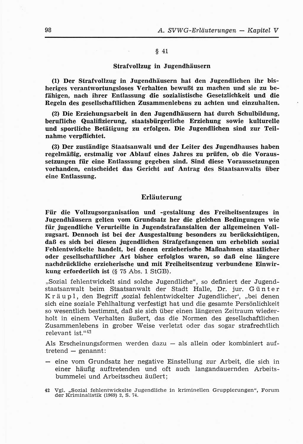 Strafvollzugs- und Wiedereingliederungsgesetz (SVWG) der Deutschen Demokratischen Republik (DDR) 1968, Seite 98 (SVWG DDR 1968, S. 98)