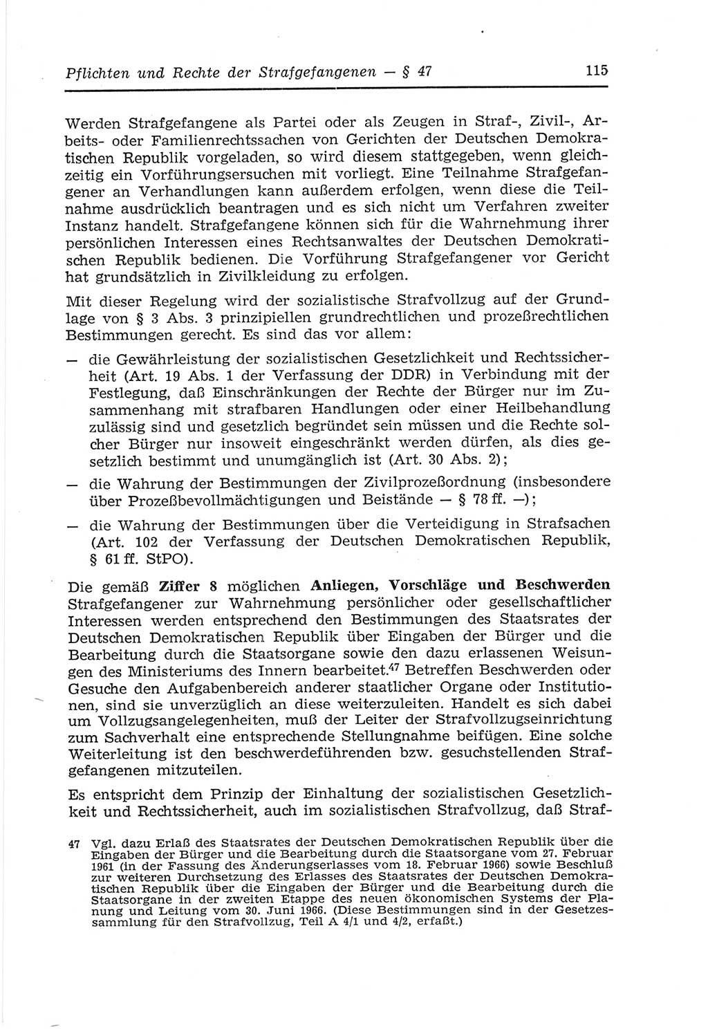 Strafvollzugs- und Wiedereingliederungsgesetz (SVWG) der Deutschen Demokratischen Republik (DDR) 1968, Seite 115 (SVWG DDR 1968, S. 115)