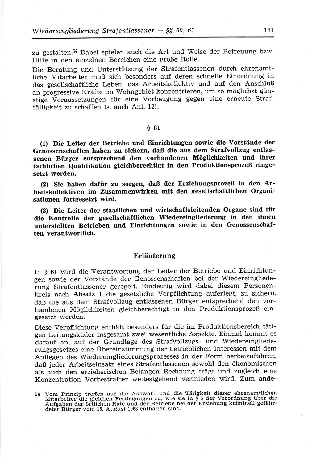 Strafvollzugs- und Wiedereingliederungsgesetz (SVWG) der Deutschen Demokratischen Republik (DDR) 1968, Seite 131 (SVWG DDR 1968, S. 131)