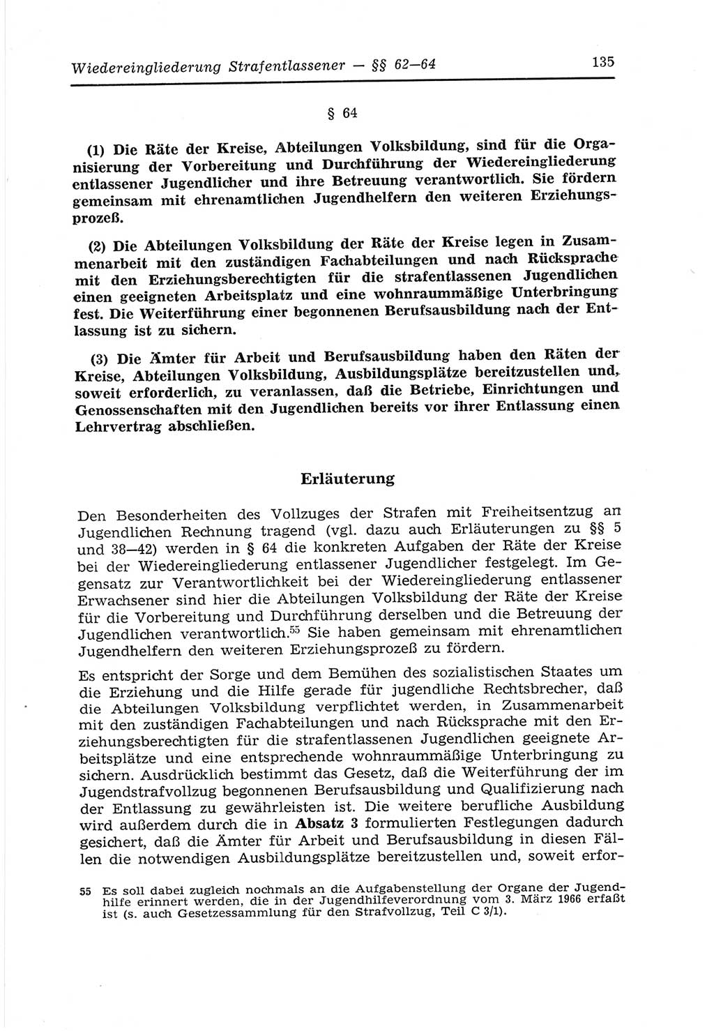 Strafvollzugs- und Wiedereingliederungsgesetz (SVWG) der Deutschen Demokratischen Republik (DDR) 1968, Seite 135 (SVWG DDR 1968, S. 135)