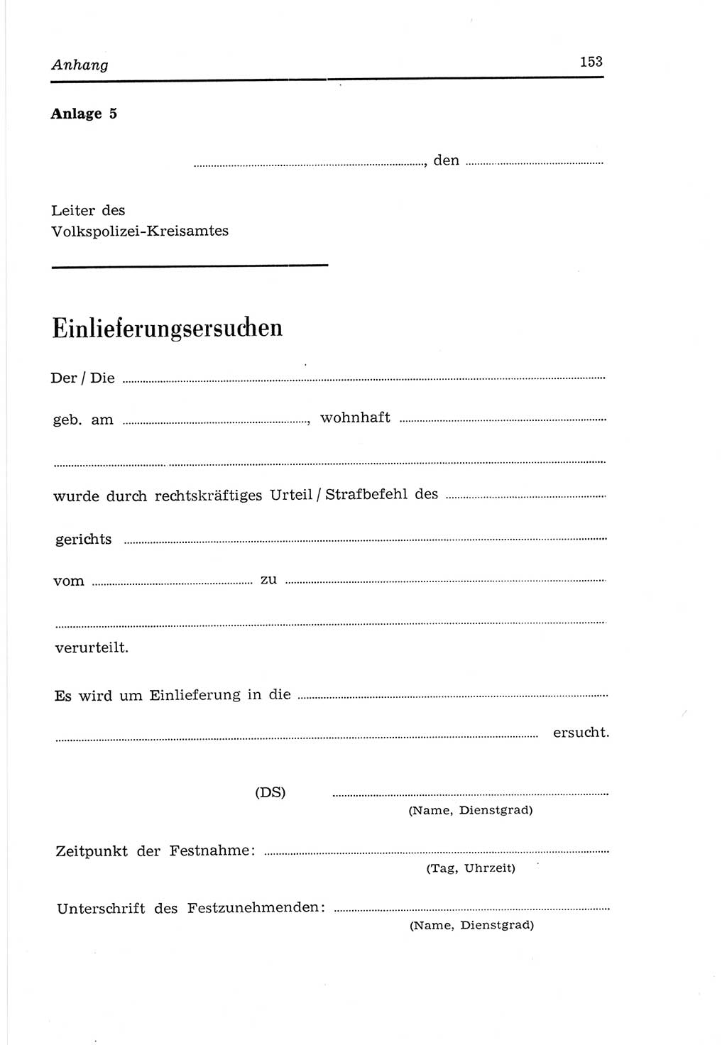 Strafvollzugs- und Wiedereingliederungsgesetz (SVWG) der Deutschen Demokratischen Republik (DDR) 1968, Seite 153 (SVWG DDR 1968, S. 153)