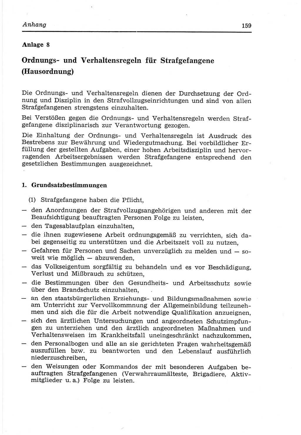 Strafvollzugs- und Wiedereingliederungsgesetz (SVWG) der Deutschen Demokratischen Republik (DDR) 1968, Seite 159 (SVWG DDR 1968, S. 159)