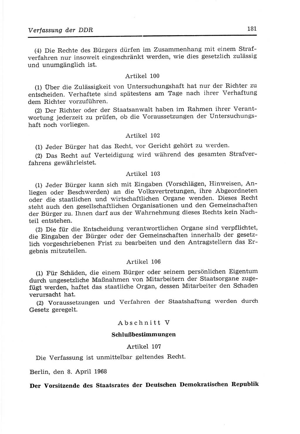 Strafvollzugs- und Wiedereingliederungsgesetz (SVWG) der Deutschen Demokratischen Republik (DDR) 1968, Seite 181 (SVWG DDR 1968, S. 181)