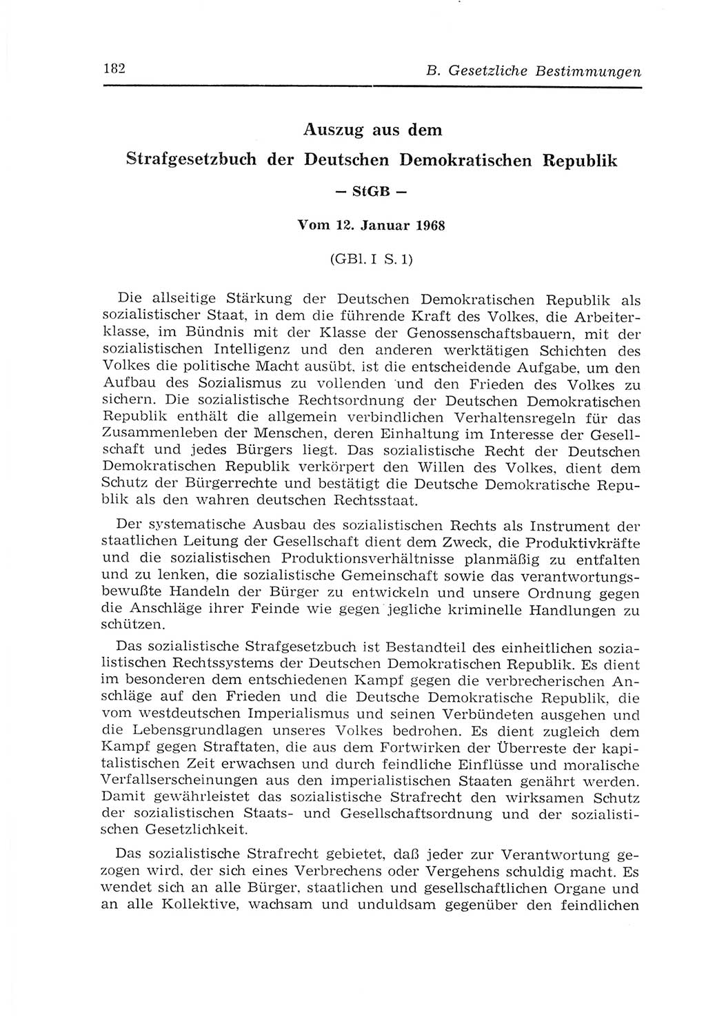 Strafvollzugs- und Wiedereingliederungsgesetz (SVWG) der Deutschen Demokratischen Republik (DDR) 1968, Seite 182 (SVWG DDR 1968, S. 182)