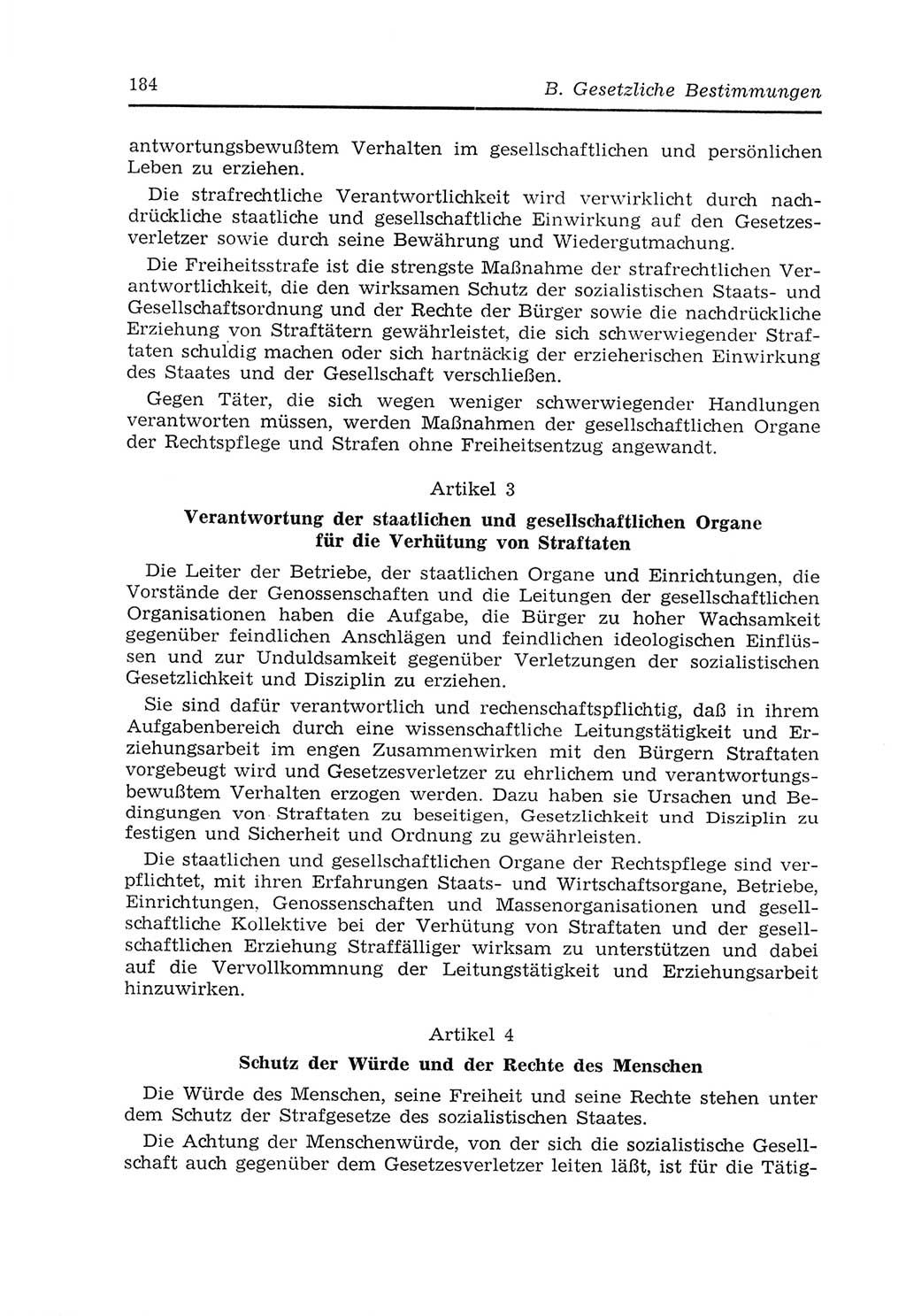 Strafvollzugs- und Wiedereingliederungsgesetz (SVWG) der Deutschen Demokratischen Republik (DDR) 1968, Seite 184 (SVWG DDR 1968, S. 184)