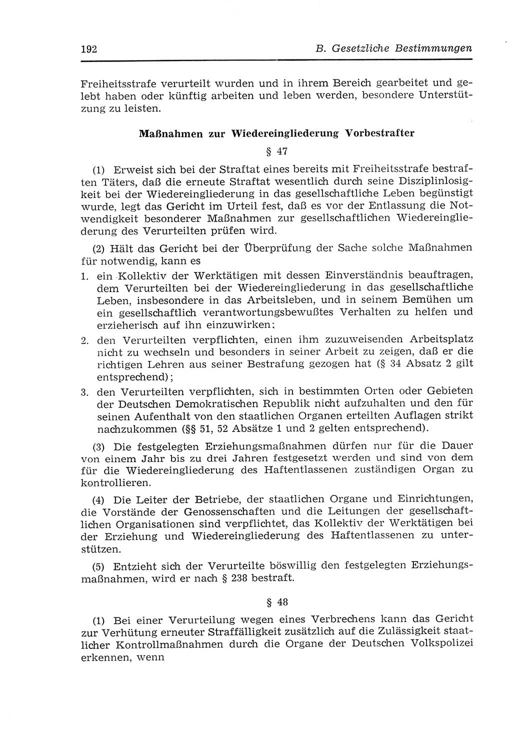 Strafvollzugs- und Wiedereingliederungsgesetz (SVWG) der Deutschen Demokratischen Republik (DDR) 1968, Seite 192 (SVWG DDR 1968, S. 192)