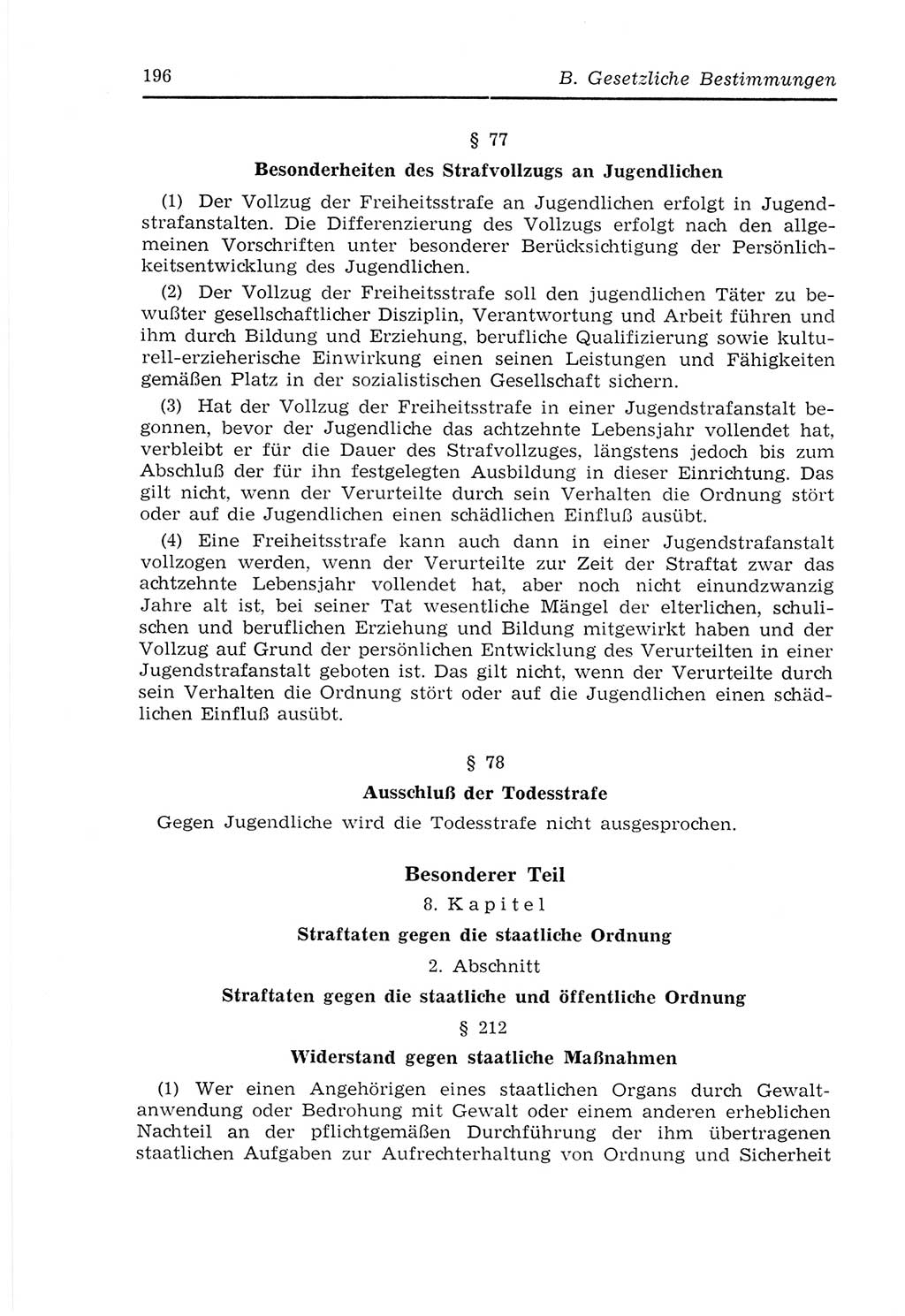 Strafvollzugs- und Wiedereingliederungsgesetz (SVWG) der Deutschen Demokratischen Republik (DDR) 1968, Seite 196 (SVWG DDR 1968, S. 196)