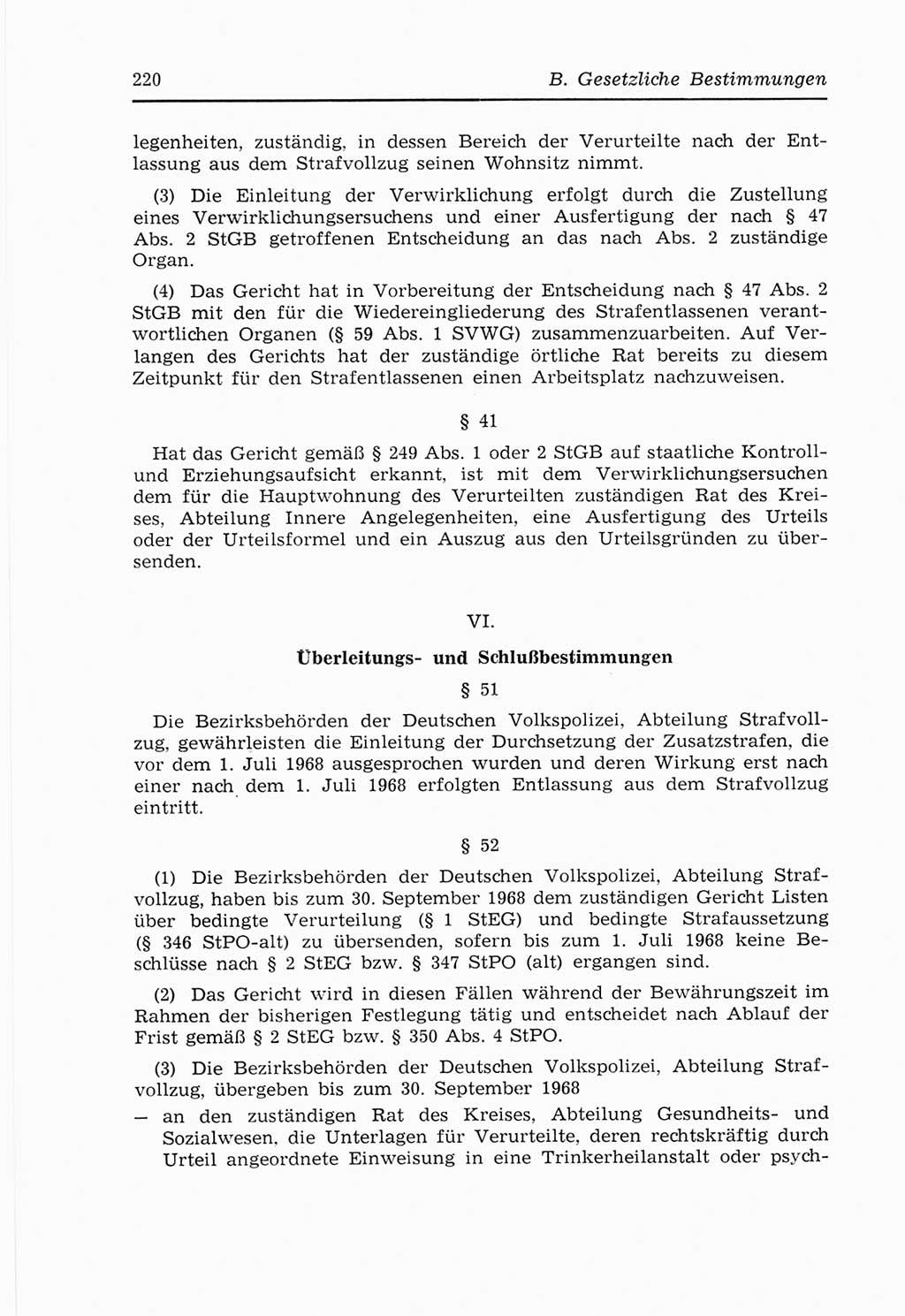 Strafvollzugs- und Wiedereingliederungsgesetz (SVWG) der Deutschen Demokratischen Republik (DDR) 1968, Seite 220 (SVWG DDR 1968, S. 220)