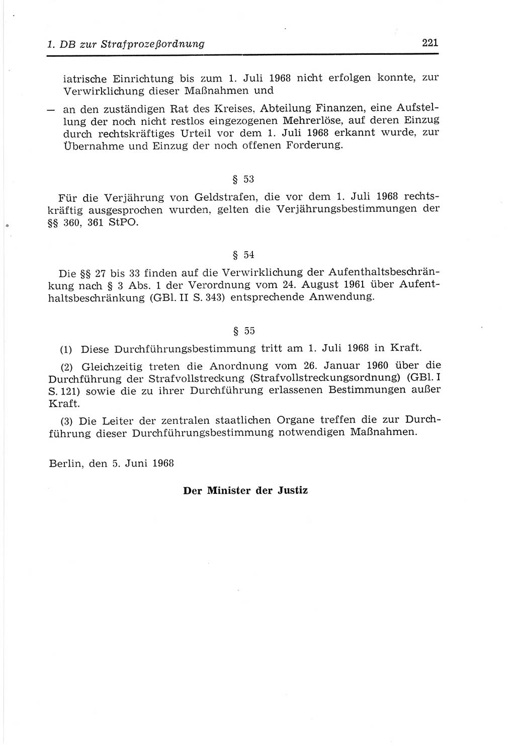 Strafvollzugs- und Wiedereingliederungsgesetz (SVWG) der Deutschen Demokratischen Republik (DDR) 1968, Seite 221 (SVWG DDR 1968, S. 221)