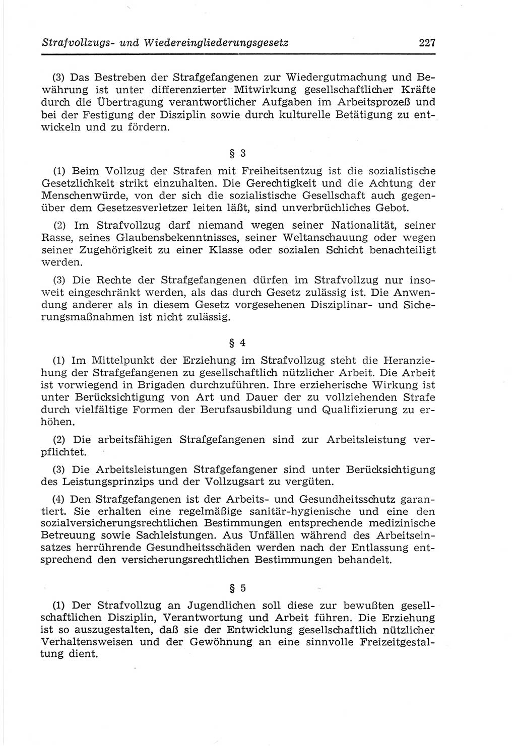 Strafvollzugs- und Wiedereingliederungsgesetz (SVWG) der Deutschen Demokratischen Republik (DDR) 1968, Seite 227 (SVWG DDR 1968, S. 227)