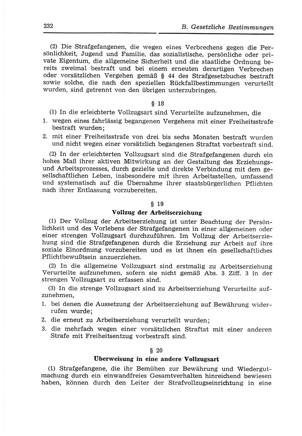 Strafvollzugs- und Wiedereingliederungsgesetz (SVWG) der Deutschen Demokratischen Republik (DDR) 1968, Seite 232 (SVWG DDR 1968, S. 232)