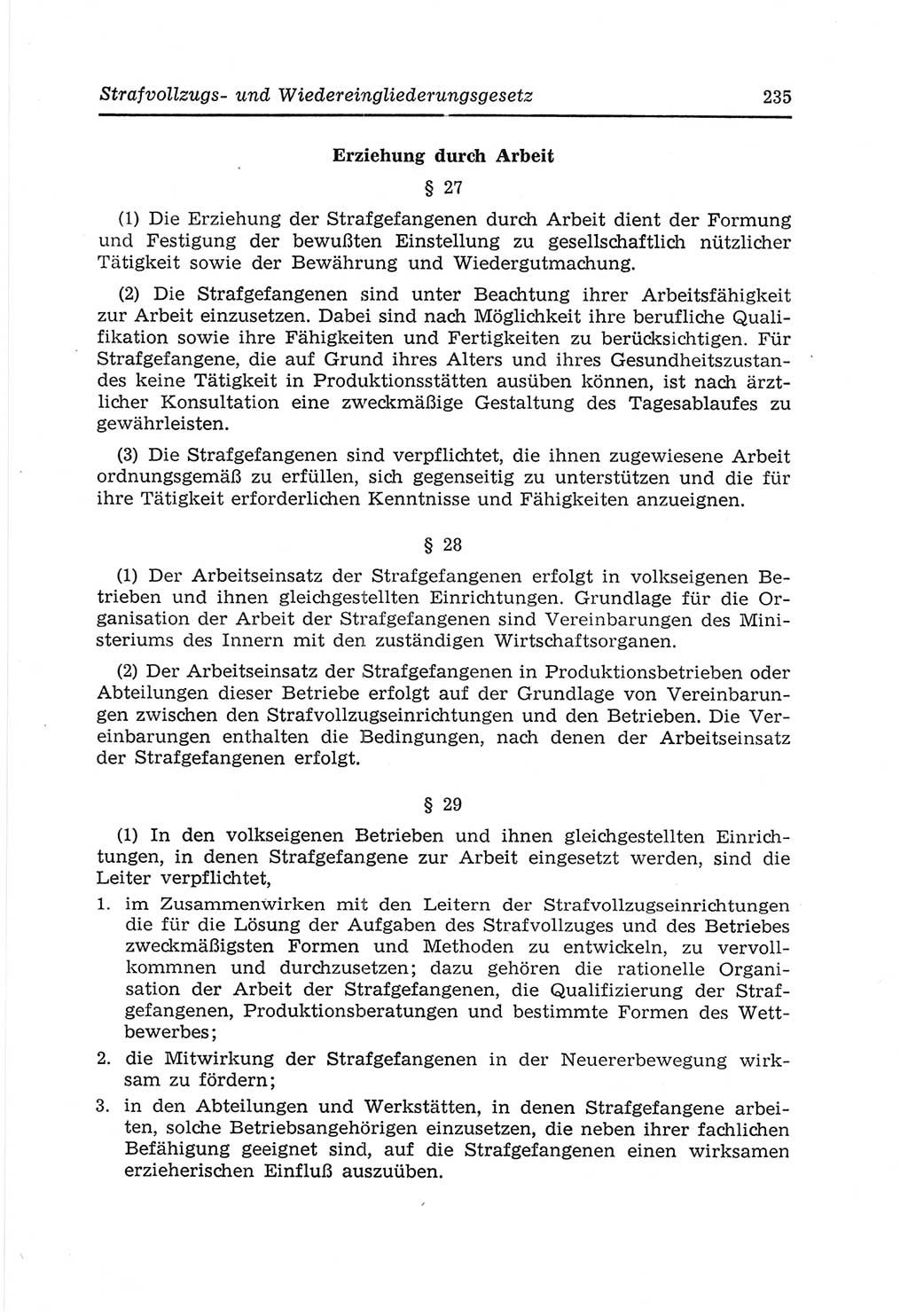 Strafvollzugs- und Wiedereingliederungsgesetz (SVWG) der Deutschen Demokratischen Republik (DDR) 1968, Seite 235 (SVWG DDR 1968, S. 235)