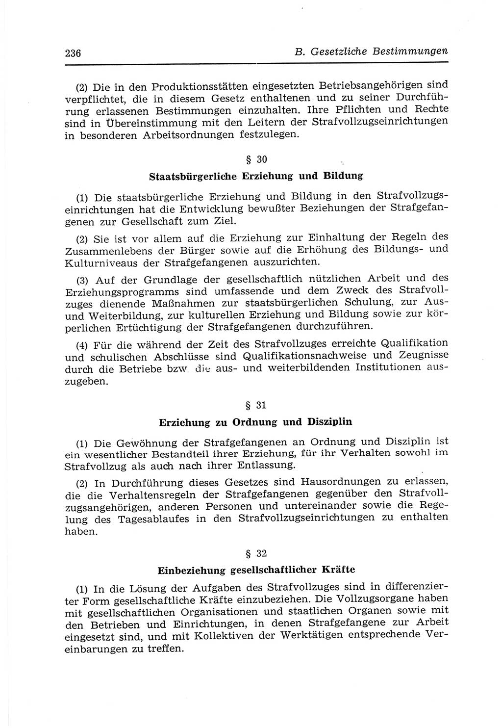 Strafvollzugs- und Wiedereingliederungsgesetz (SVWG) der Deutschen Demokratischen Republik (DDR) 1968, Seite 236 (SVWG DDR 1968, S. 236)