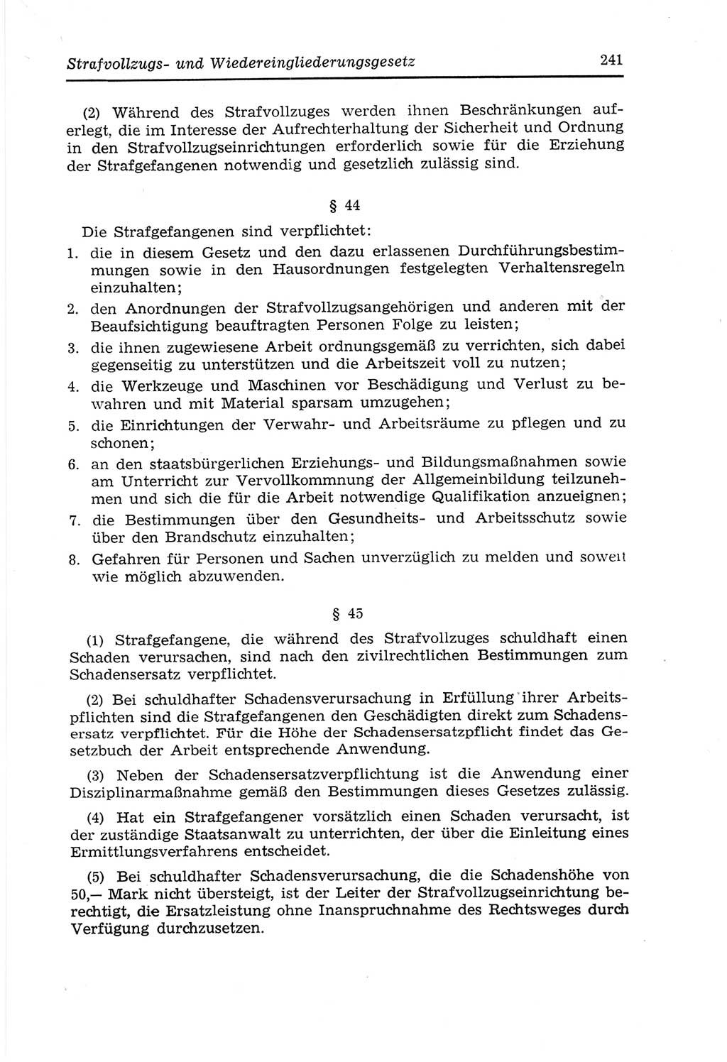 Strafvollzugs- und Wiedereingliederungsgesetz (SVWG) der Deutschen Demokratischen Republik (DDR) 1968, Seite 241 (SVWG DDR 1968, S. 241)