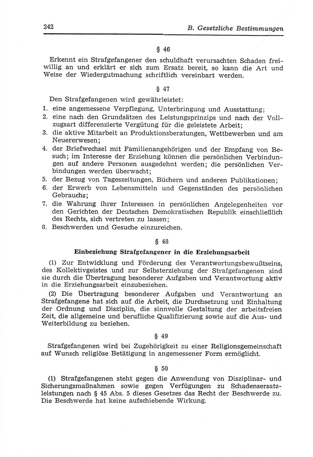 Strafvollzugs- und Wiedereingliederungsgesetz (SVWG) der Deutschen Demokratischen Republik (DDR) 1968, Seite 242 (SVWG DDR 1968, S. 242)