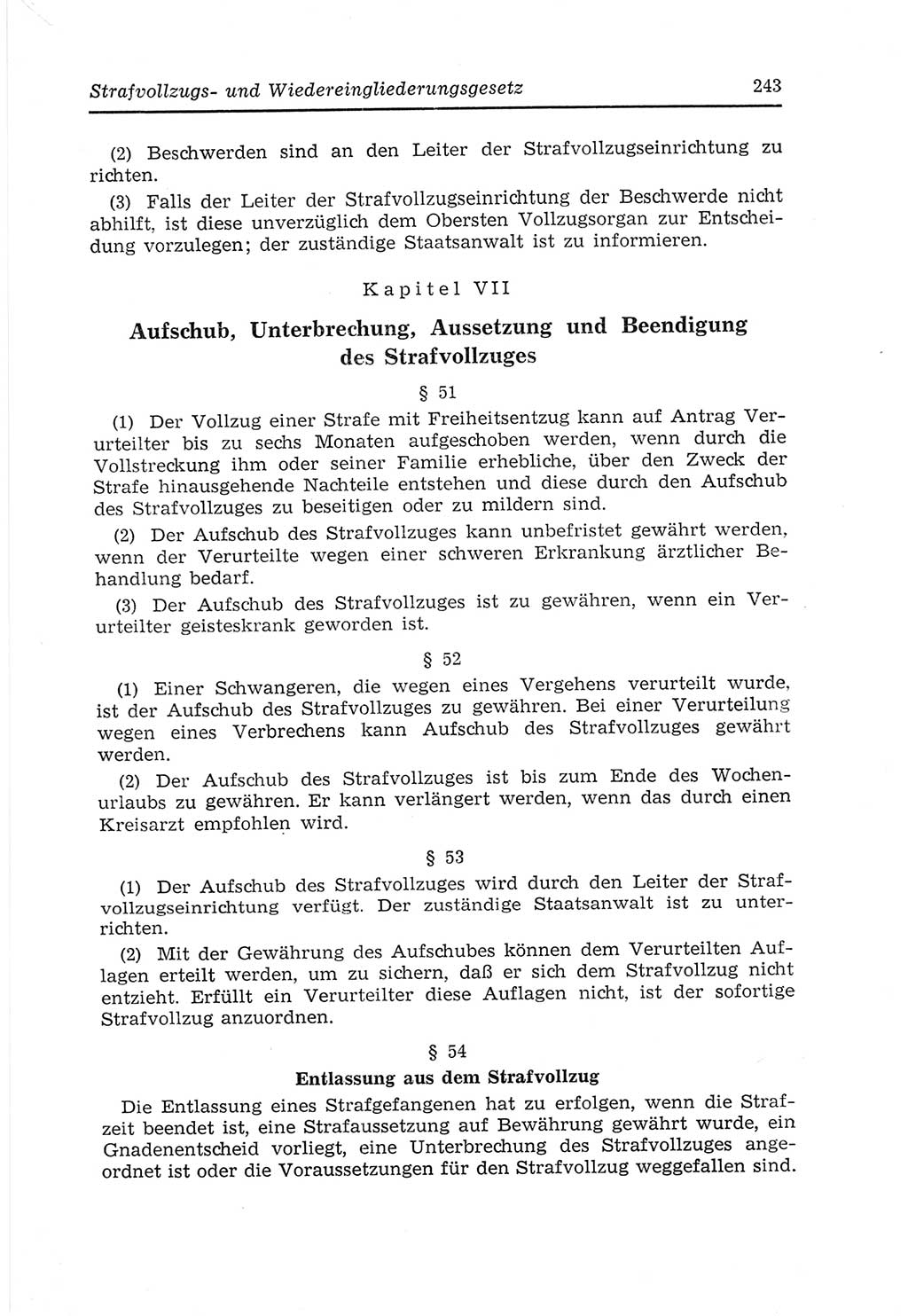 Strafvollzugs- und Wiedereingliederungsgesetz (SVWG) der Deutschen Demokratischen Republik (DDR) 1968, Seite 243 (SVWG DDR 1968, S. 243)