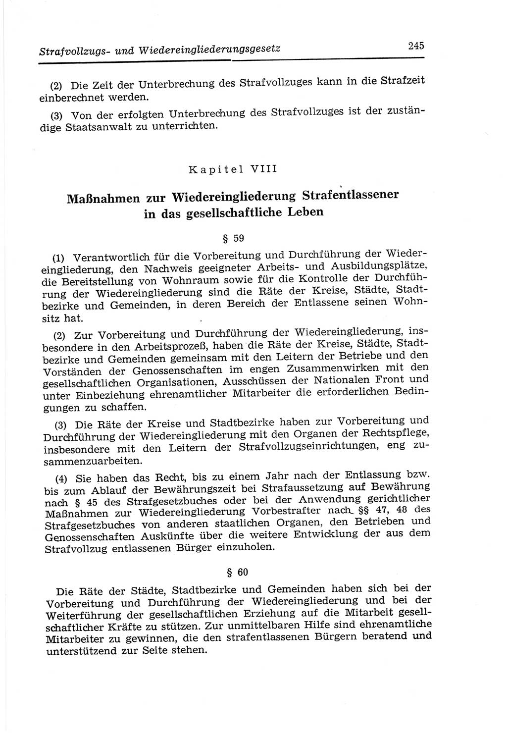 Strafvollzugs- und Wiedereingliederungsgesetz (SVWG) der Deutschen Demokratischen Republik (DDR) 1968, Seite 245 (SVWG DDR 1968, S. 245)