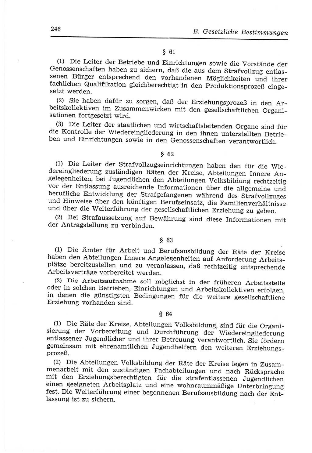 Strafvollzugs- und Wiedereingliederungsgesetz (SVWG) der Deutschen Demokratischen Republik (DDR) 1968, Seite 246 (SVWG DDR 1968, S. 246)