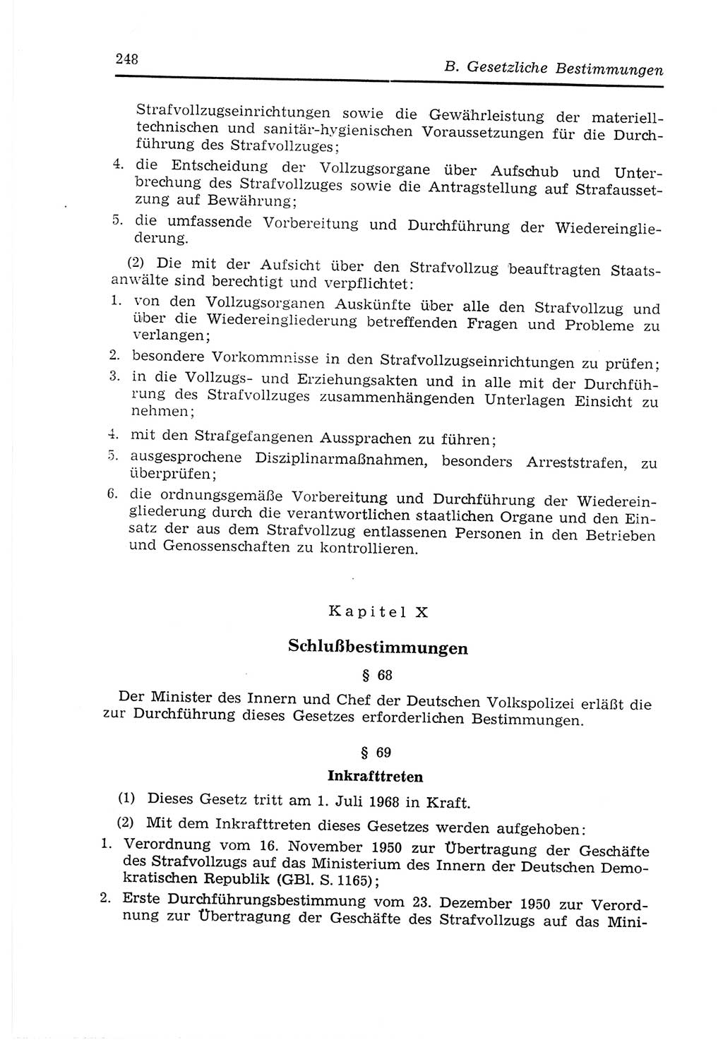 Strafvollzugs- und Wiedereingliederungsgesetz (SVWG) der Deutschen Demokratischen Republik (DDR) 1968, Seite 248 (SVWG DDR 1968, S. 248)