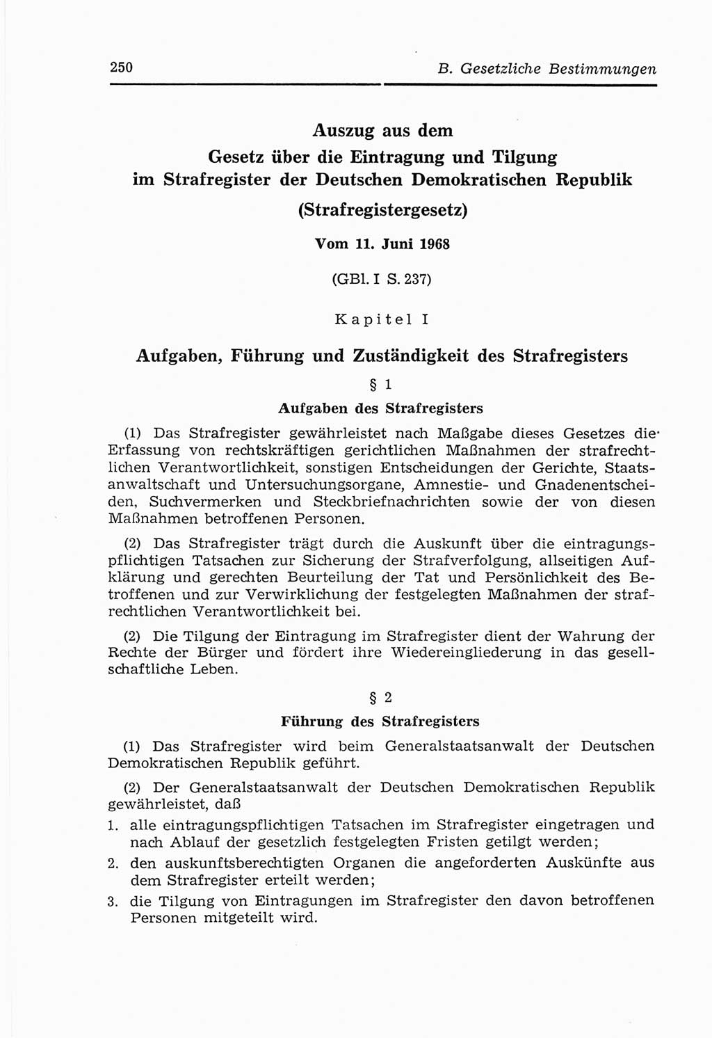 Strafvollzugs- und Wiedereingliederungsgesetz (SVWG) der Deutschen Demokratischen Republik (DDR) 1968, Seite 250 (SVWG DDR 1968, S. 250)
