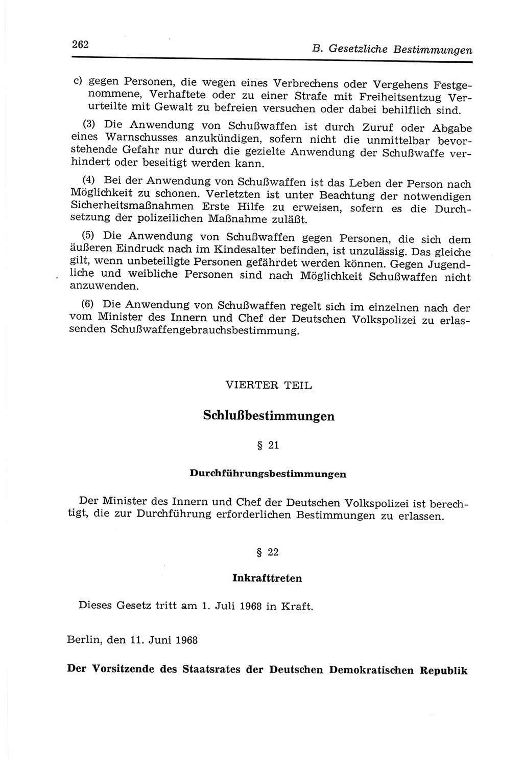 Strafvollzugs- und Wiedereingliederungsgesetz (SVWG) der Deutschen Demokratischen Republik (DDR) 1968, Seite 262 (SVWG DDR 1968, S. 262)