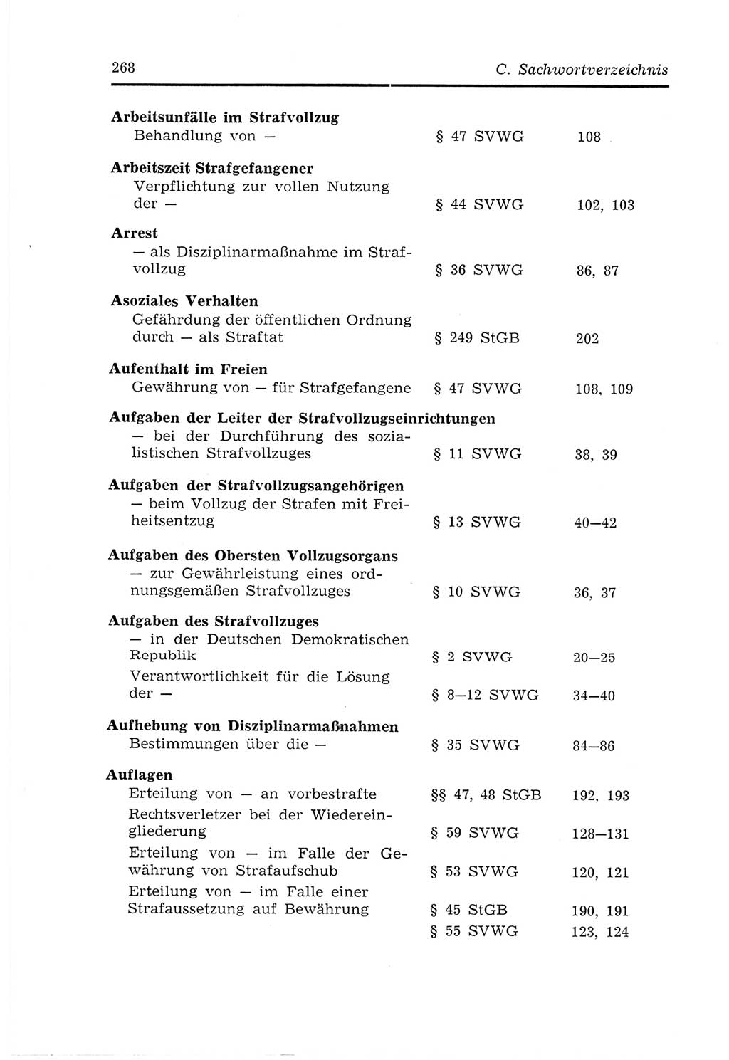 Strafvollzugs- und Wiedereingliederungsgesetz (SVWG) der Deutschen Demokratischen Republik (DDR) 1968, Seite 268 (SVWG DDR 1968, S. 268)