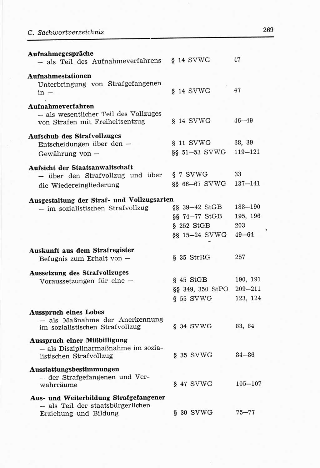 Strafvollzugs- und Wiedereingliederungsgesetz (SVWG) der Deutschen Demokratischen Republik (DDR) 1968, Seite 269 (SVWG DDR 1968, S. 269)
