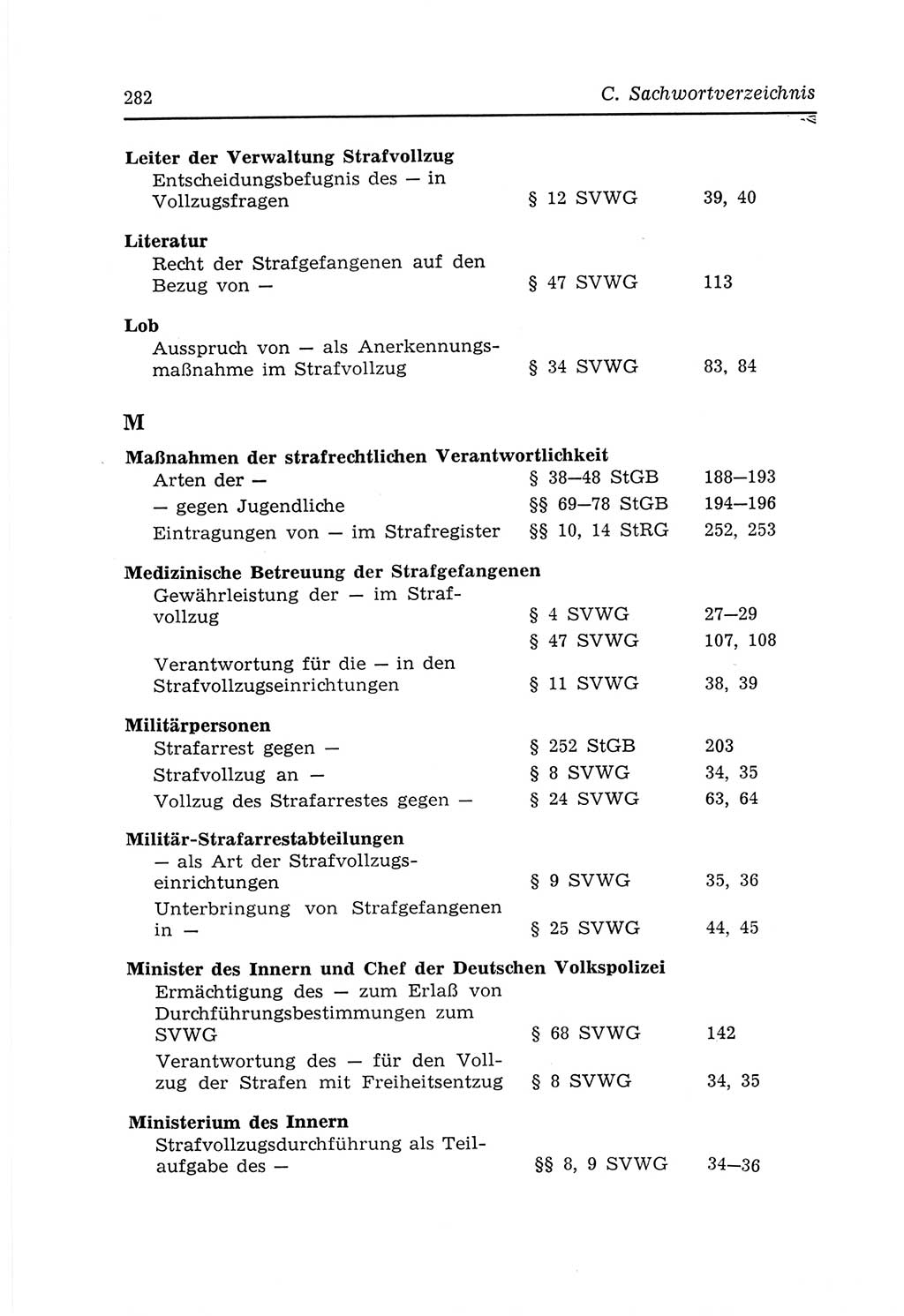 Strafvollzugs- und Wiedereingliederungsgesetz (SVWG) der Deutschen Demokratischen Republik (DDR) 1968, Seite 282 (SVWG DDR 1968, S. 282)