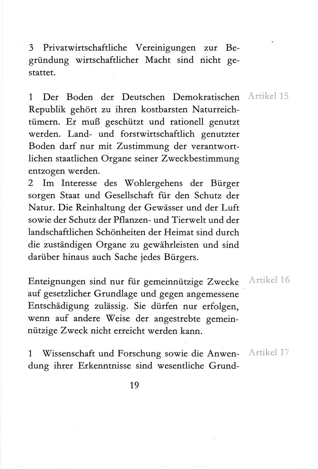 Verfassung der Deutschen Demokratischen Republik (DDR) vom 6. April 1968, Seite 19 (Verf. DDR 1968, S. 19)