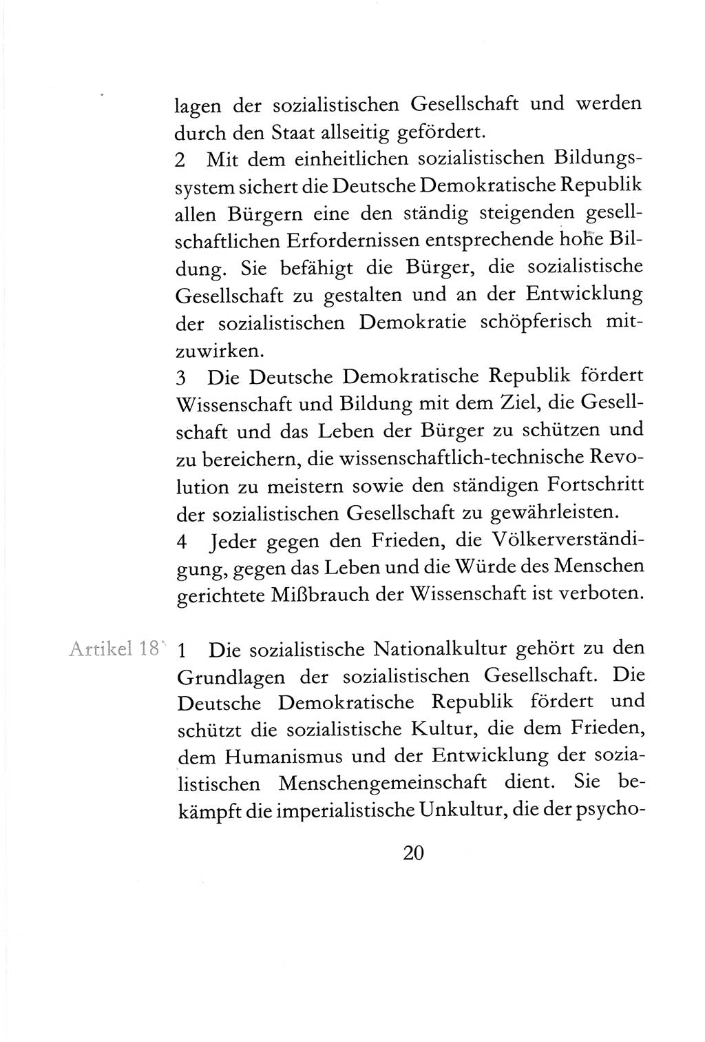 Verfassung der Deutschen Demokratischen Republik (DDR) vom 6. April 1968, Seite 20 (Verf. DDR 1968, S. 20)