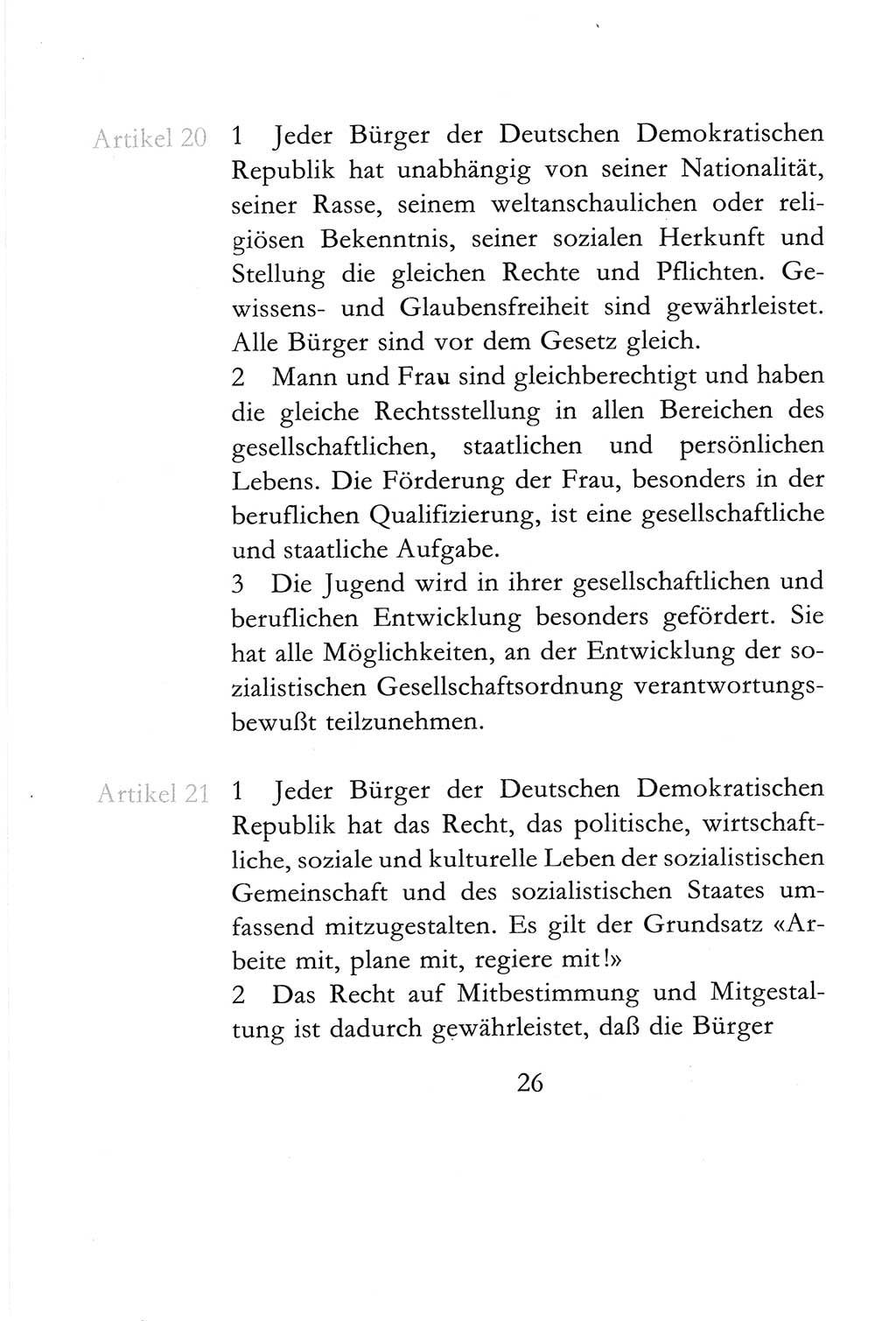 Verfassung der Deutschen Demokratischen Republik (DDR) vom 6. April 1968, Seite 26 (Verf. DDR 1968, S. 26)